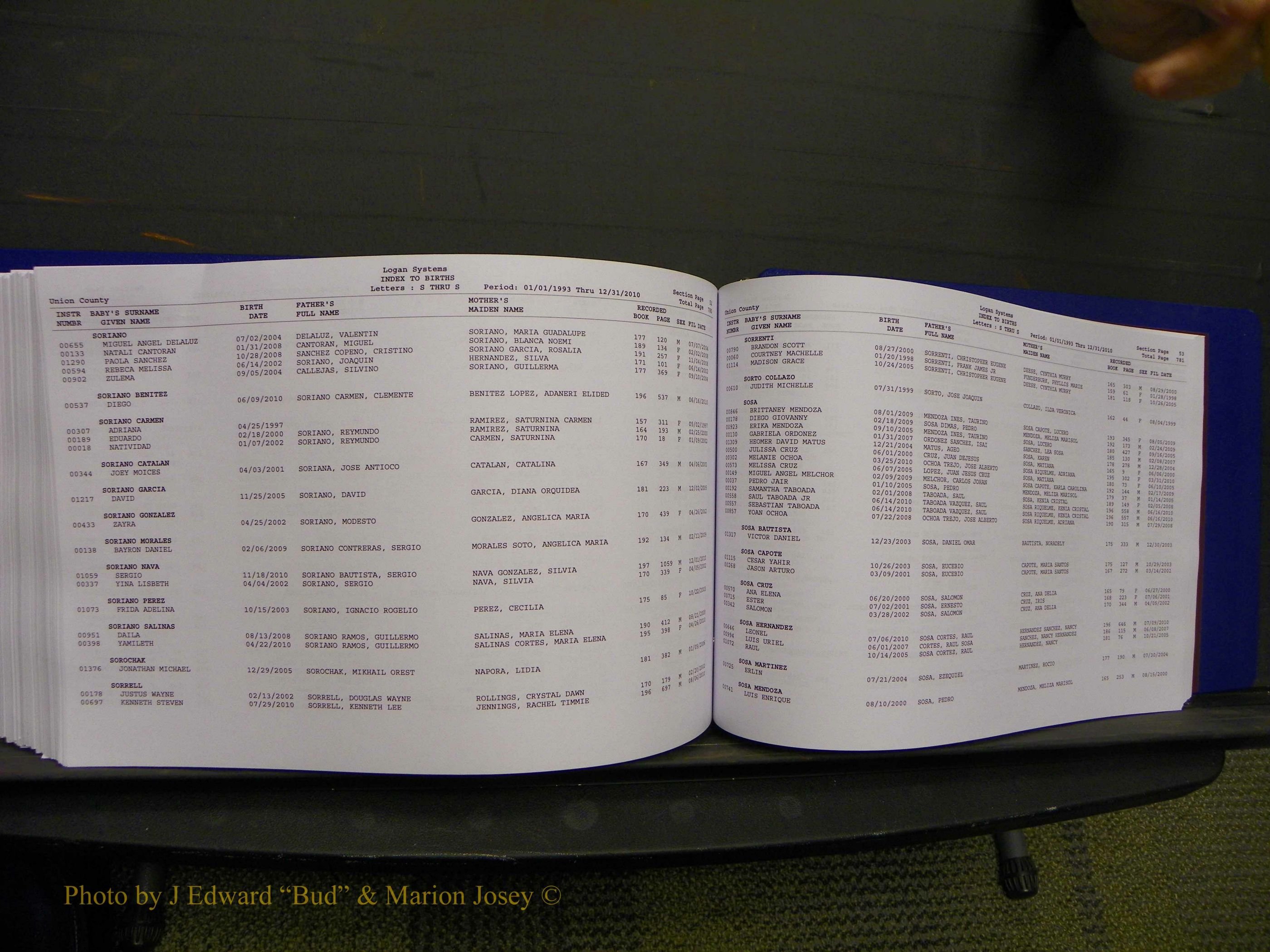 Union Co, NC Births, A-Z, 1993-2010 (422).JPG