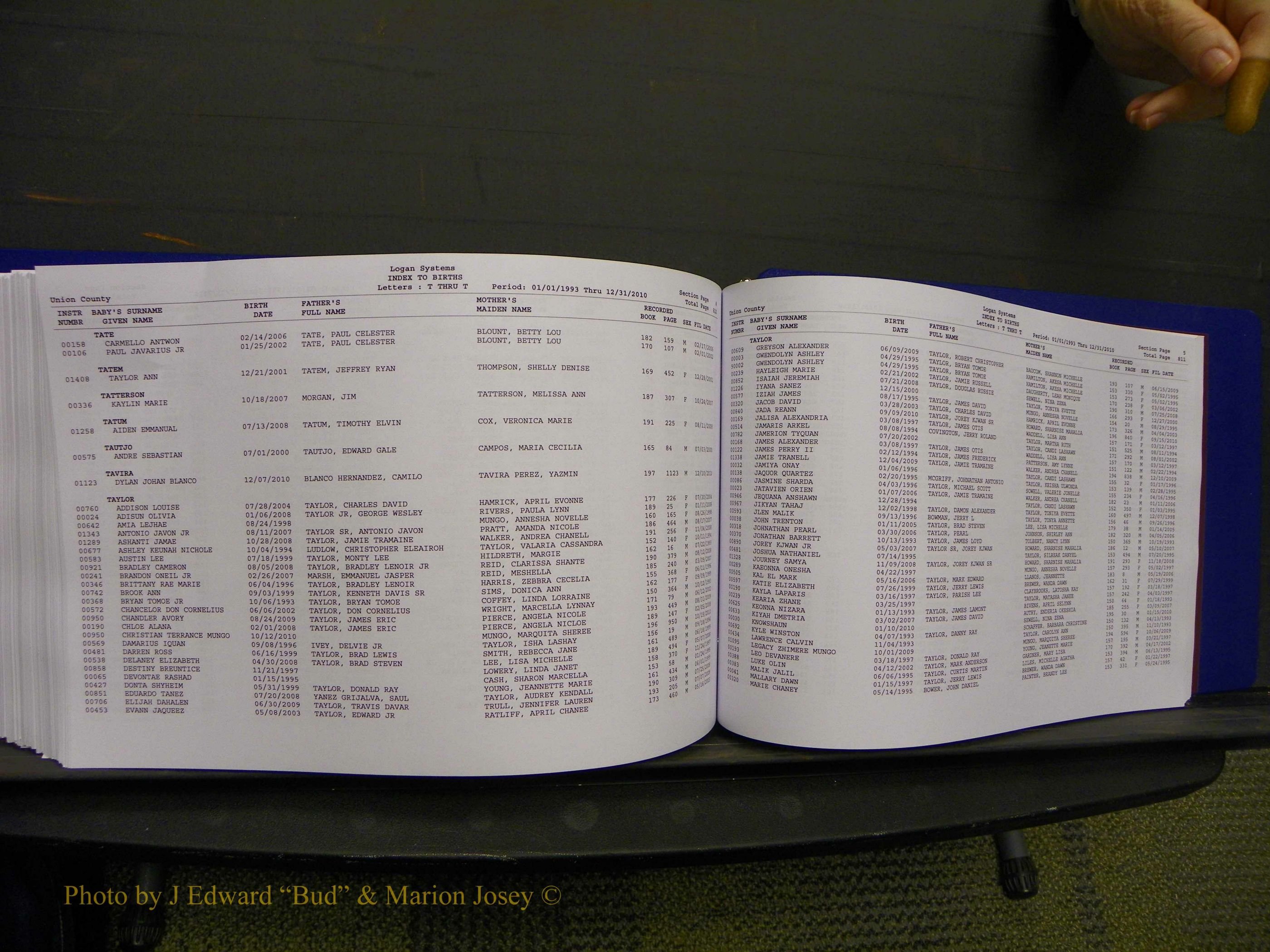 Union Co, NC Births, A-Z, 1993-2010 (438).JPG