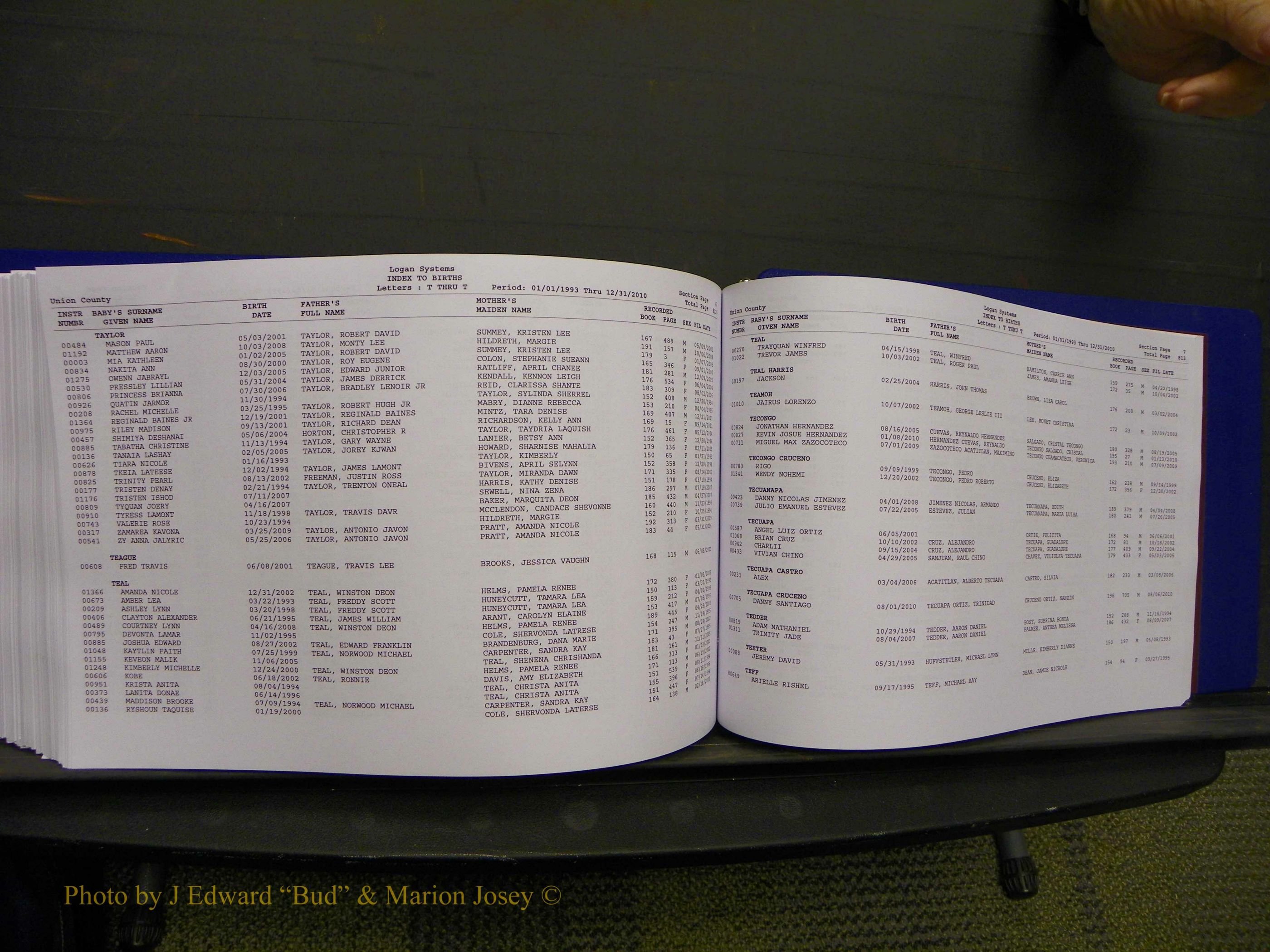 Union Co, NC Births, A-Z, 1993-2010 (439).JPG