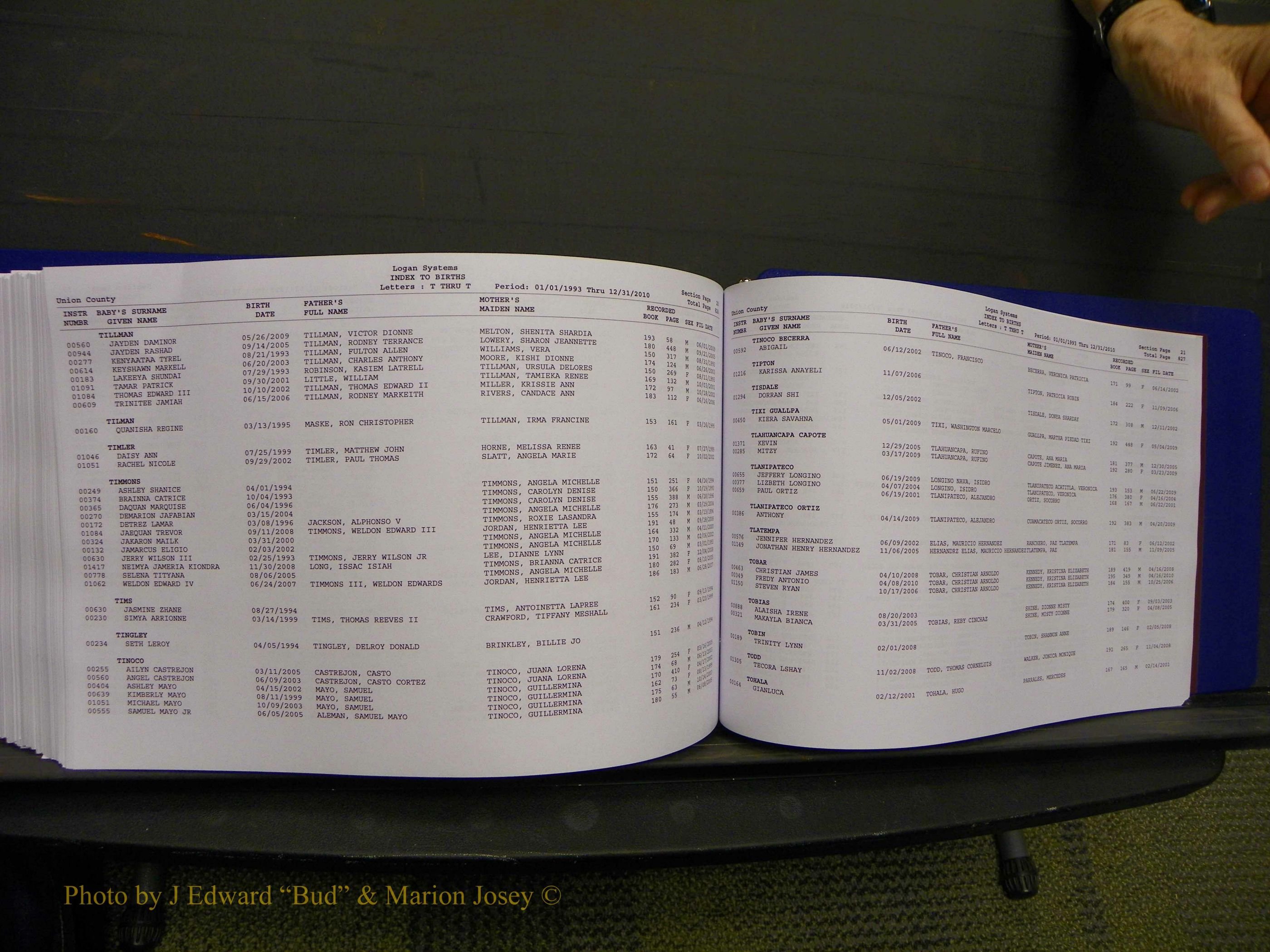 Union Co, NC Births, A-Z, 1993-2010 (445).JPG