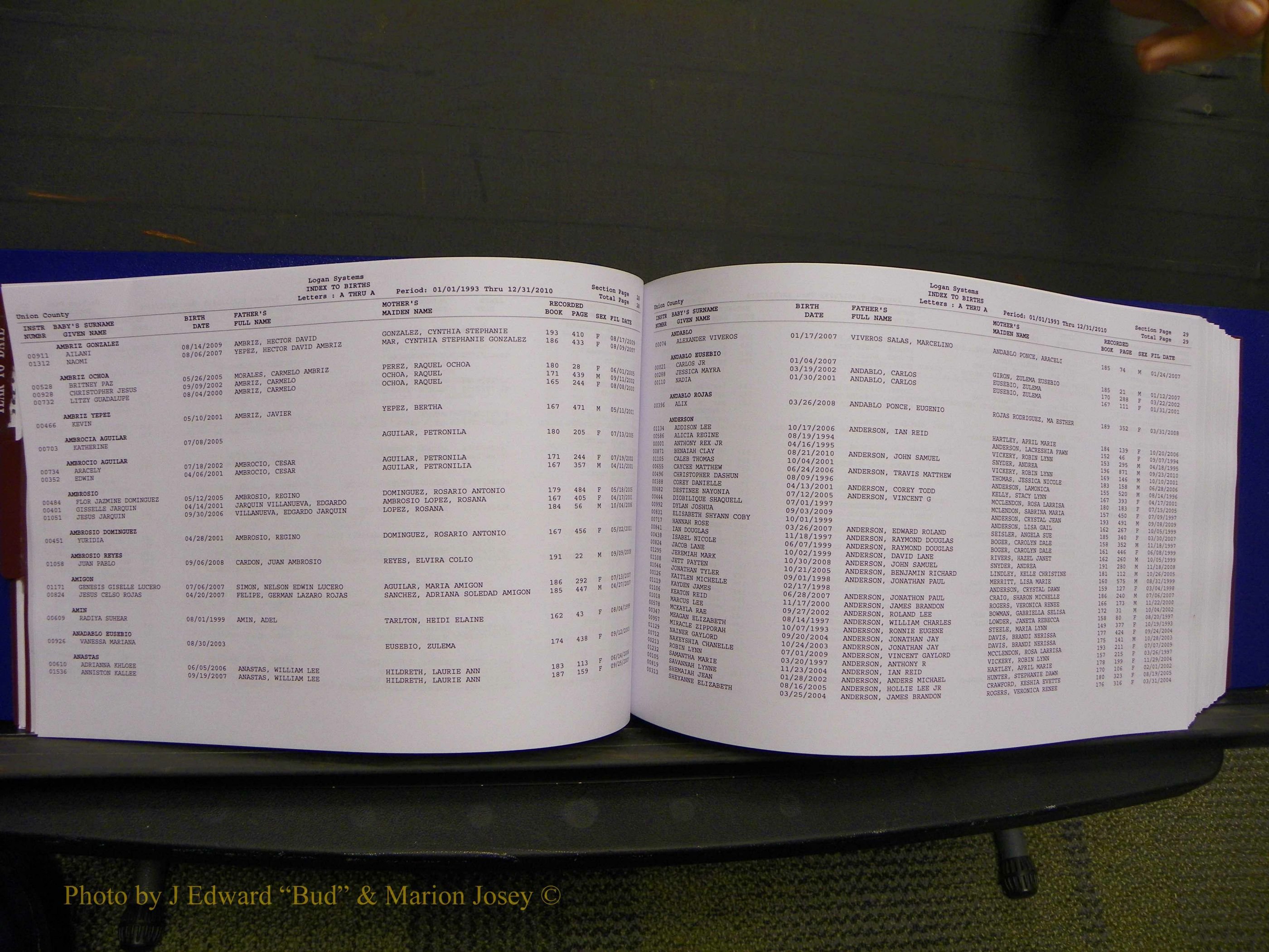 Union Co, NC Births, A-Z, 1993-2010 (46).JPG