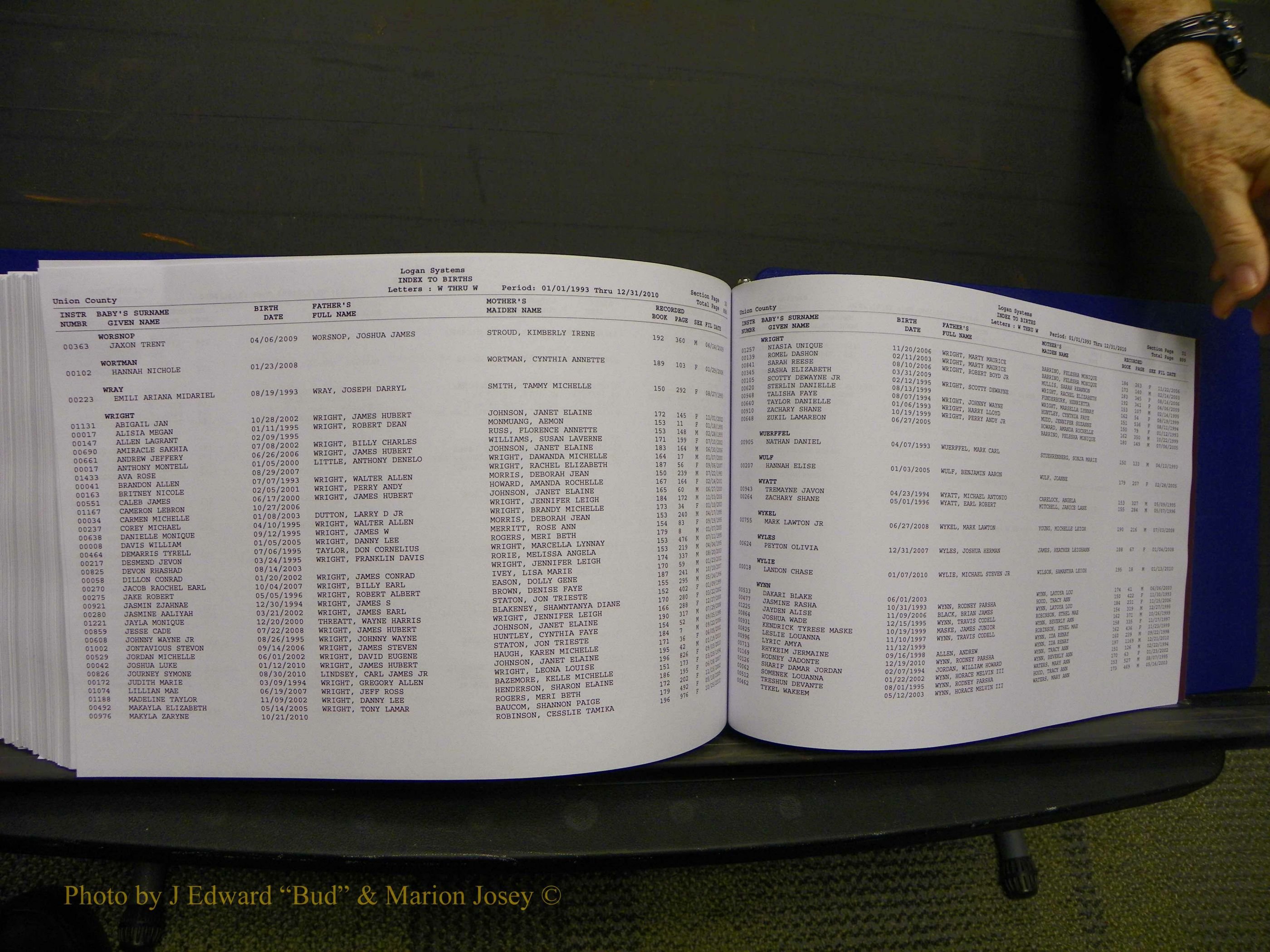 Union Co, NC Births, A-Z, 1993-2010 (482).JPG