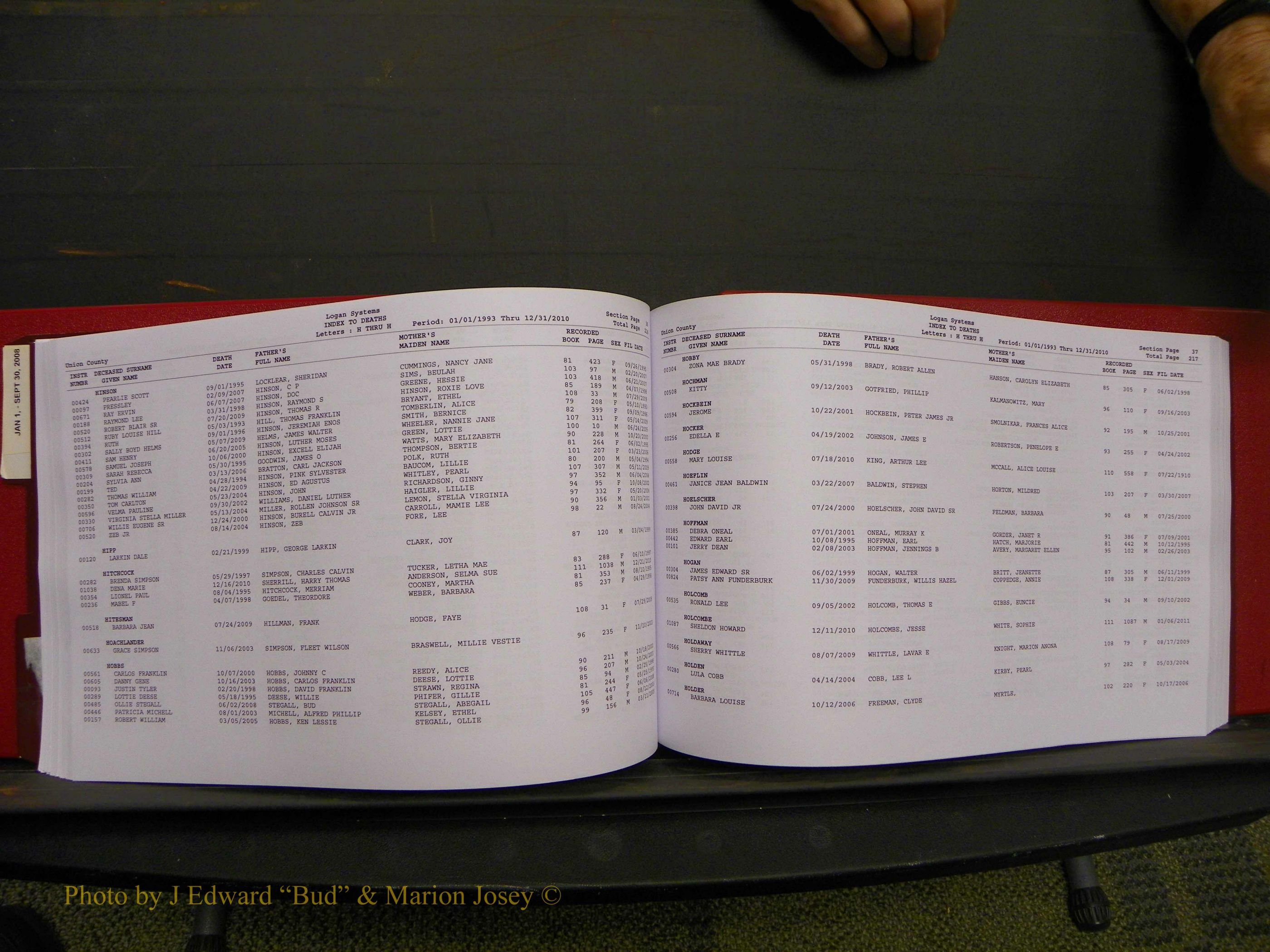 Union Co, NC Deaths, A-Z, 1993-2010 (128).JPG