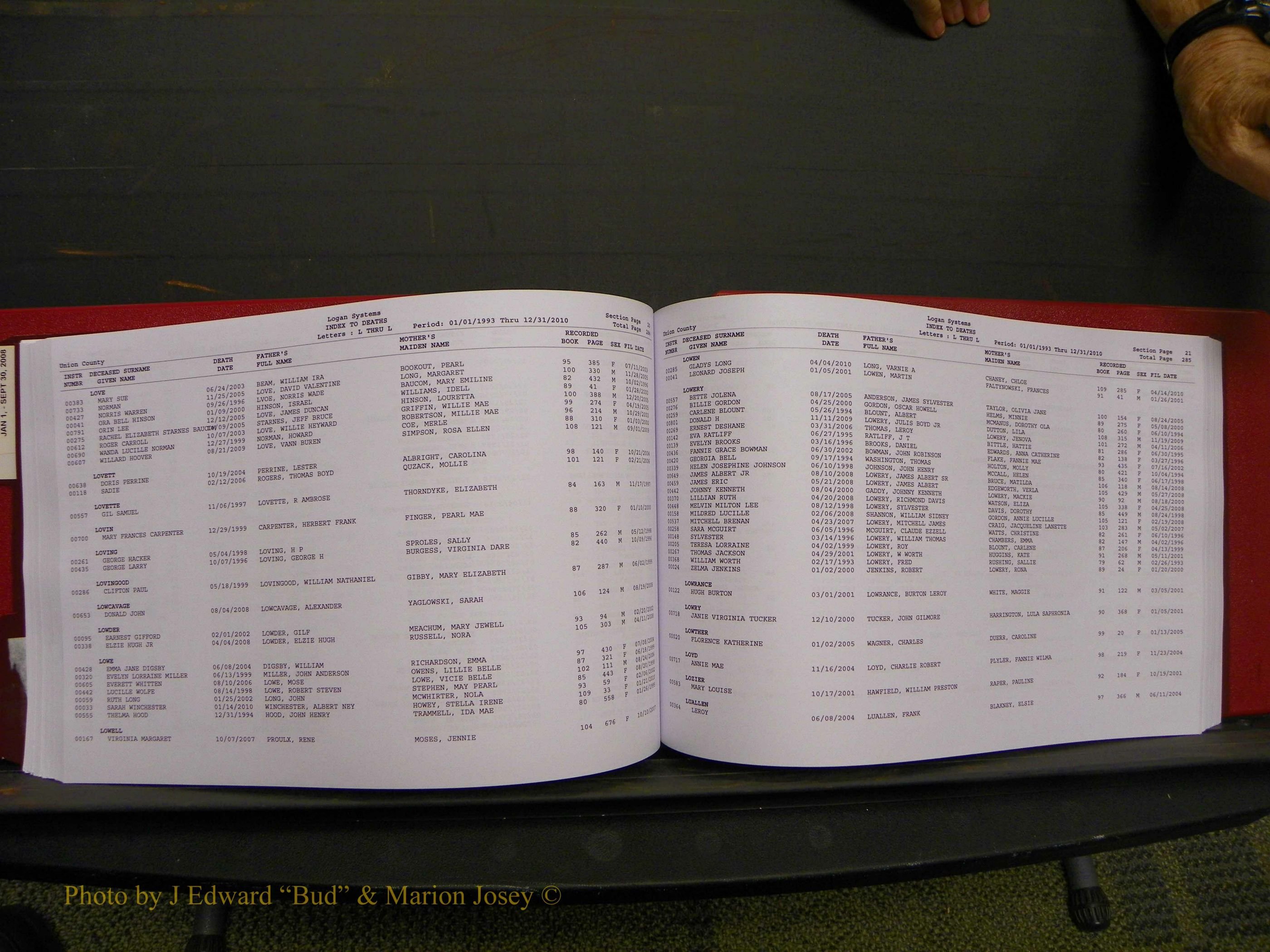 Union Co, NC Deaths, A-Z, 1993-2010 (161).JPG