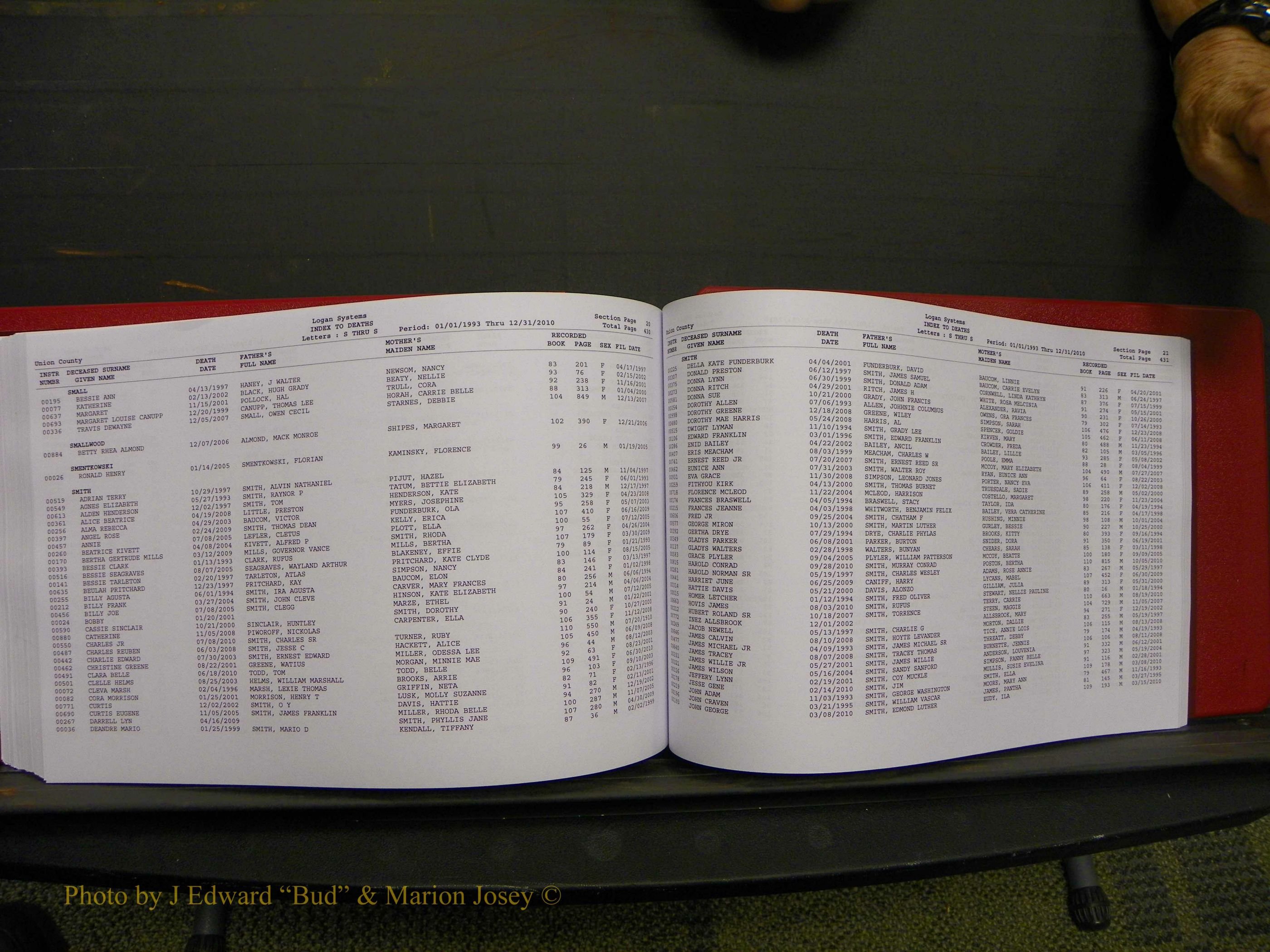 Union Co, NC Deaths, A-Z, 1993-2010 (234).JPG