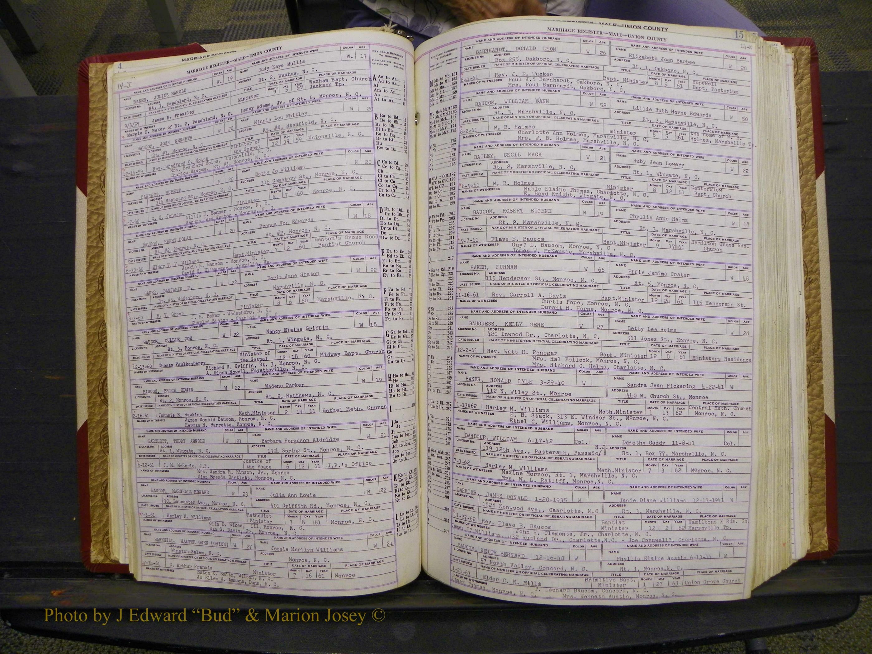 Union Co, NC Marriage Book 10, A-Z, 1937-1965 (21).JPG