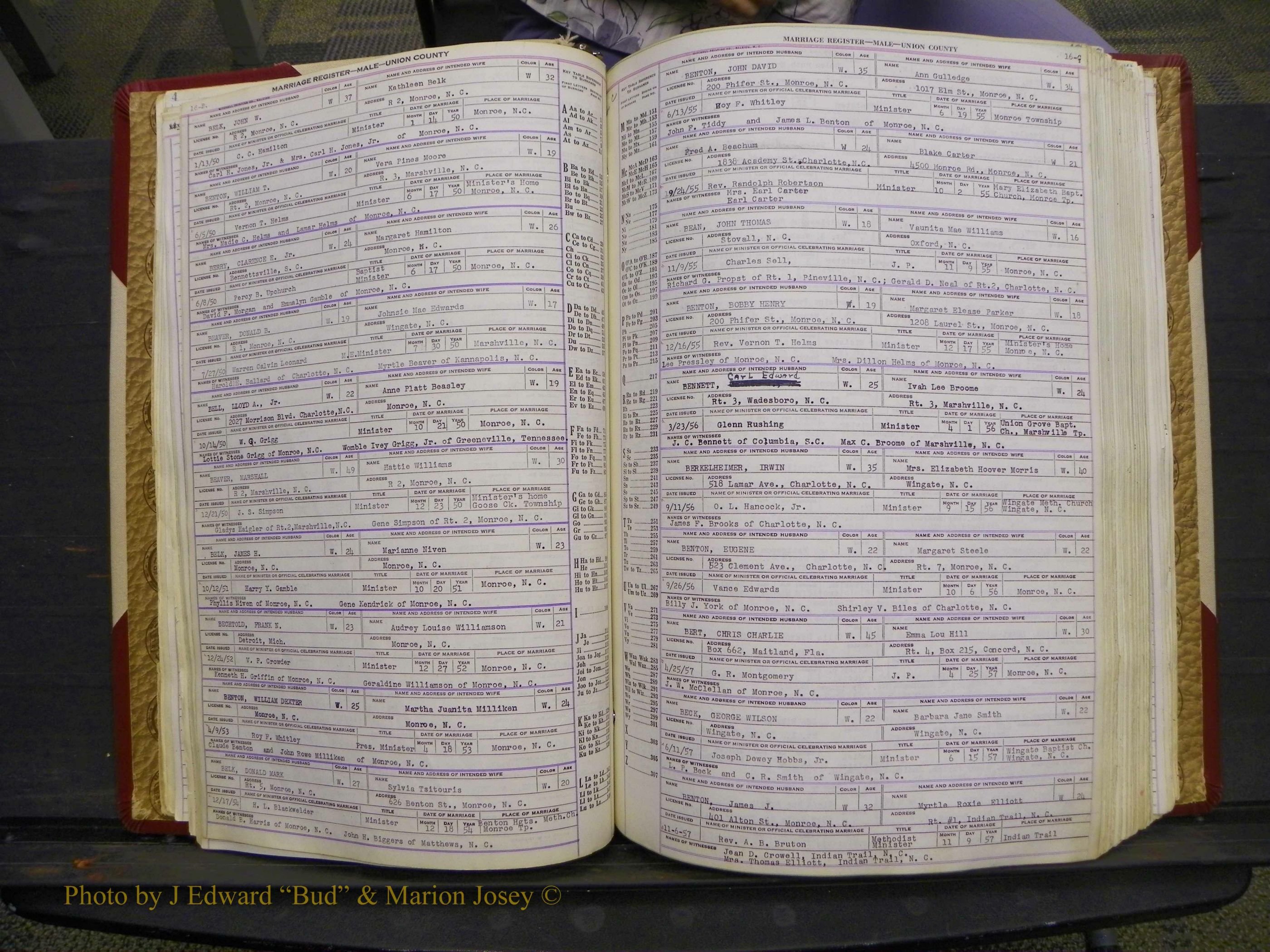 Union Co, NC Marriage Book 10, A-Z, 1937-1965 (25).JPG