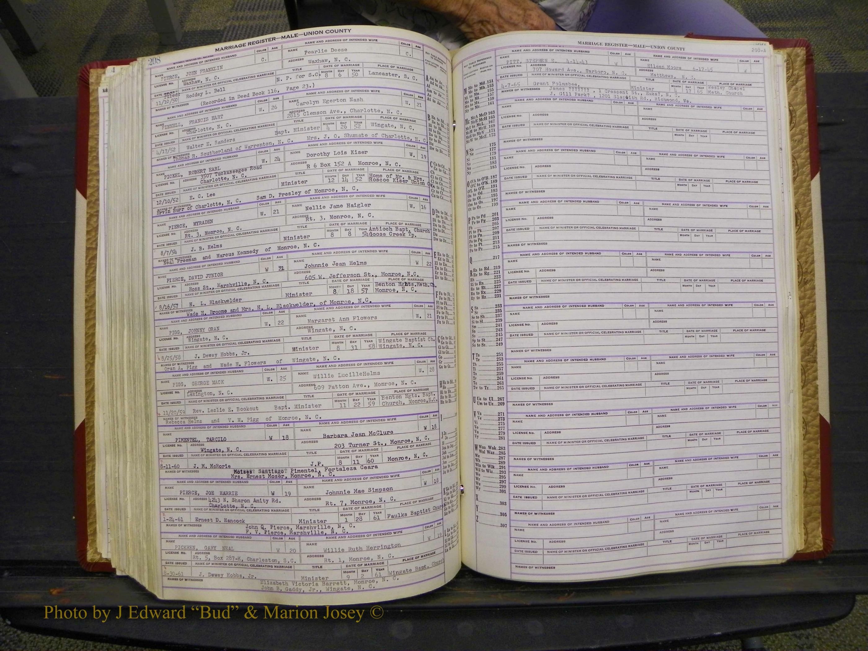 Union Co, NC Marriage Book 10, A-Z, 1937-1965 (255).JPG