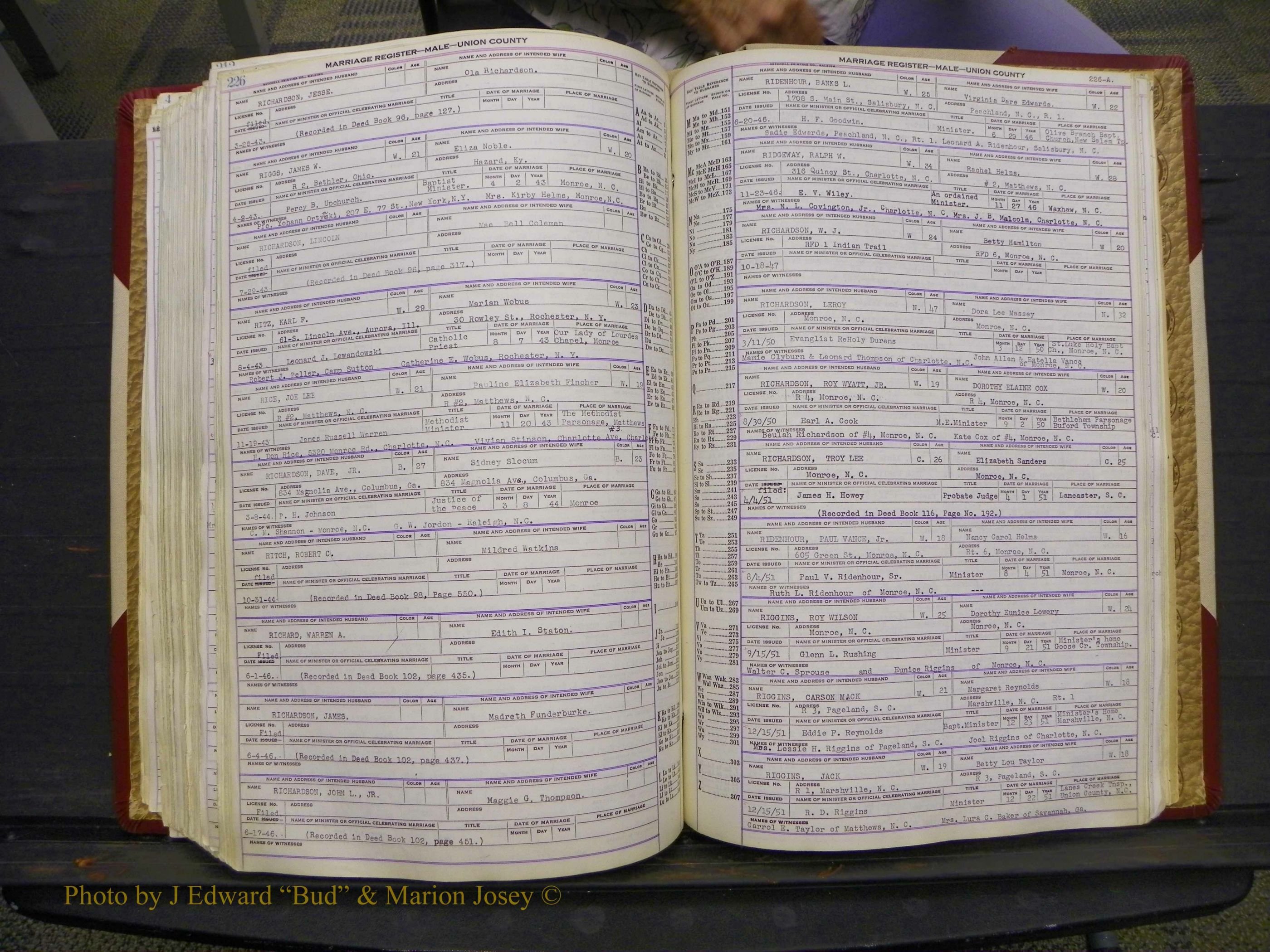 Union Co, NC Marriage Book 10, A-Z, 1937-1965 (277).JPG