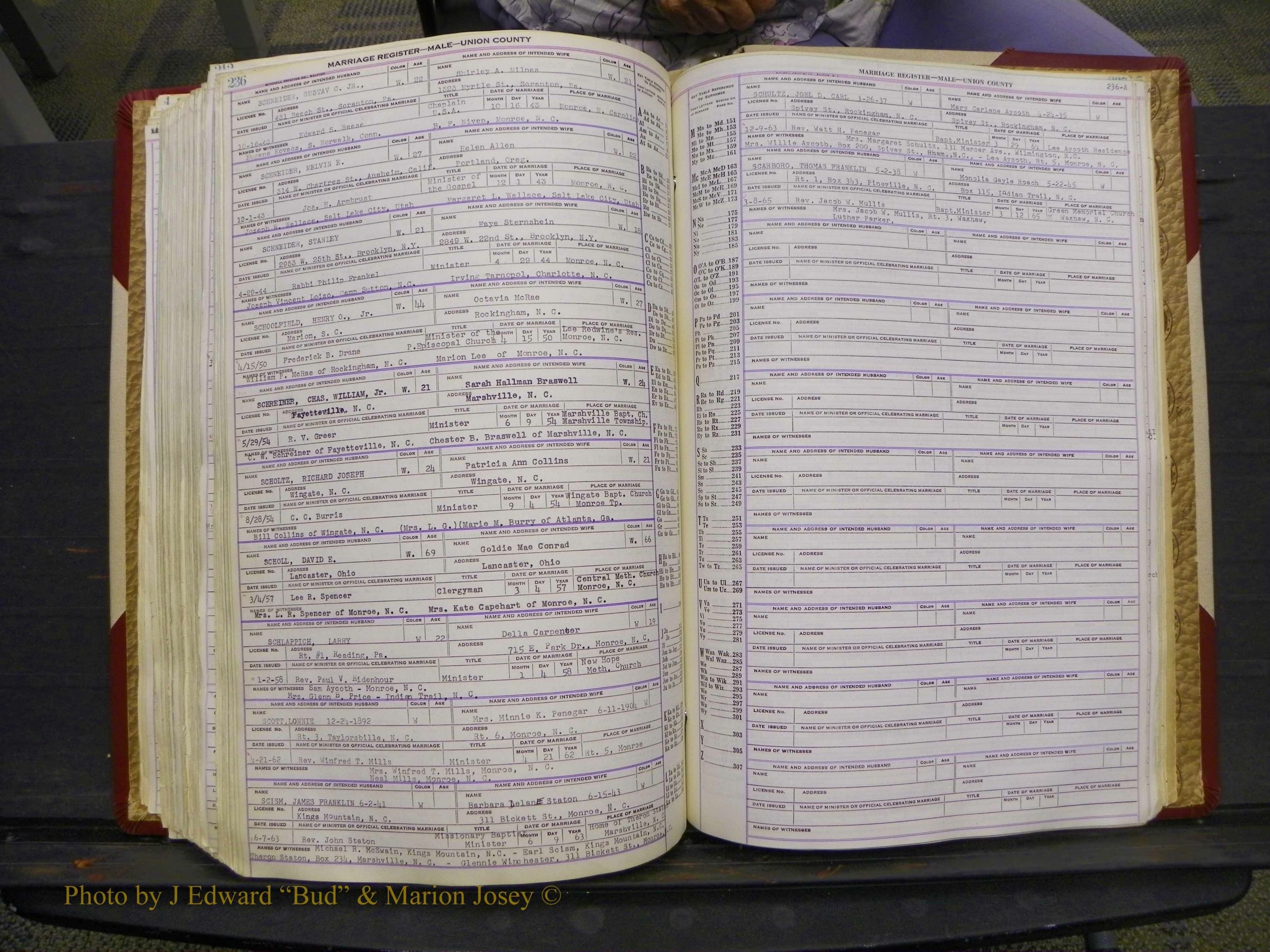 Union Co, NC Marriage Book 10, A-Z, 1937-1965 (292).JPG