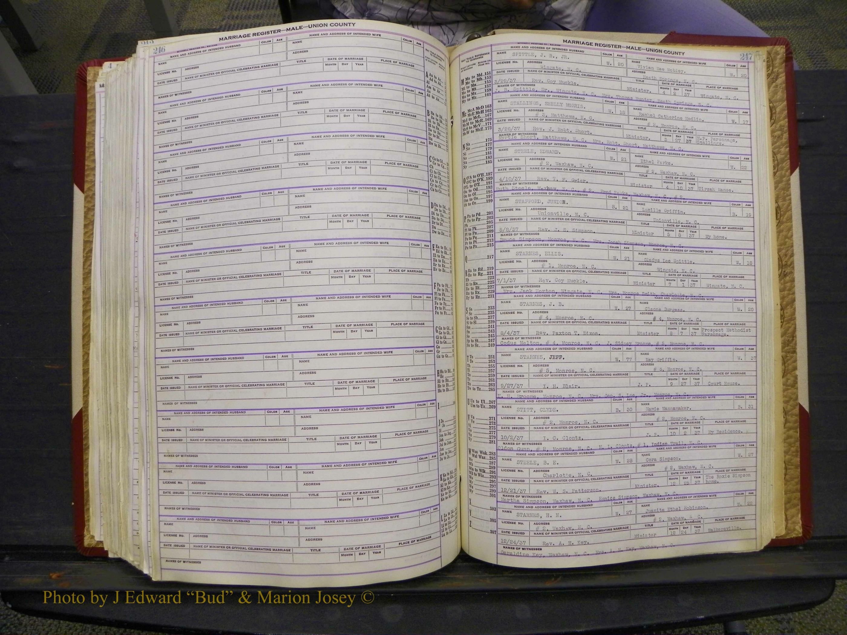 Union Co, NC Marriage Book 10, A-Z, 1937-1965 (308).JPG