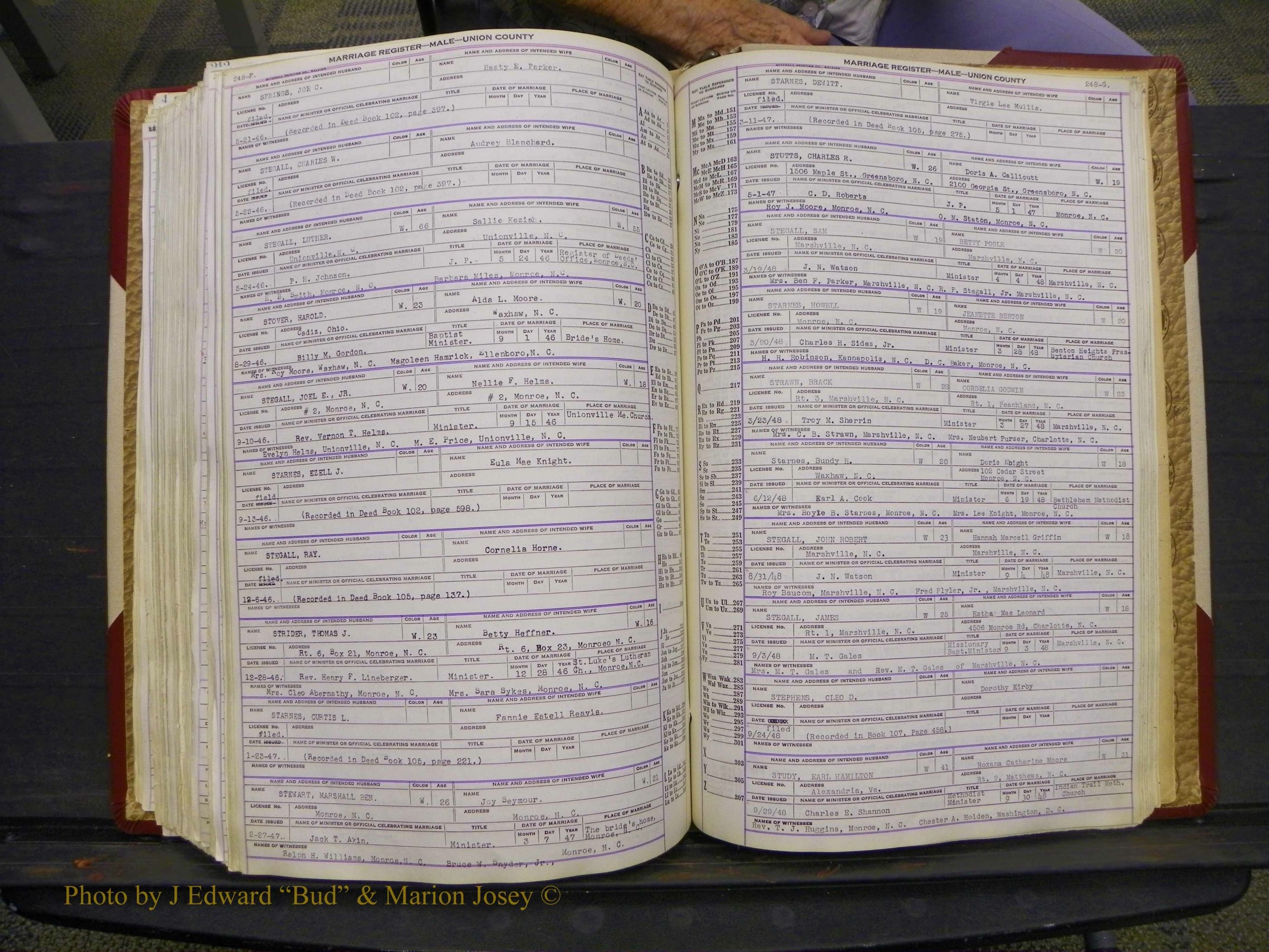 Union Co, NC Marriage Book 10, A-Z, 1937-1965 (311).JPG