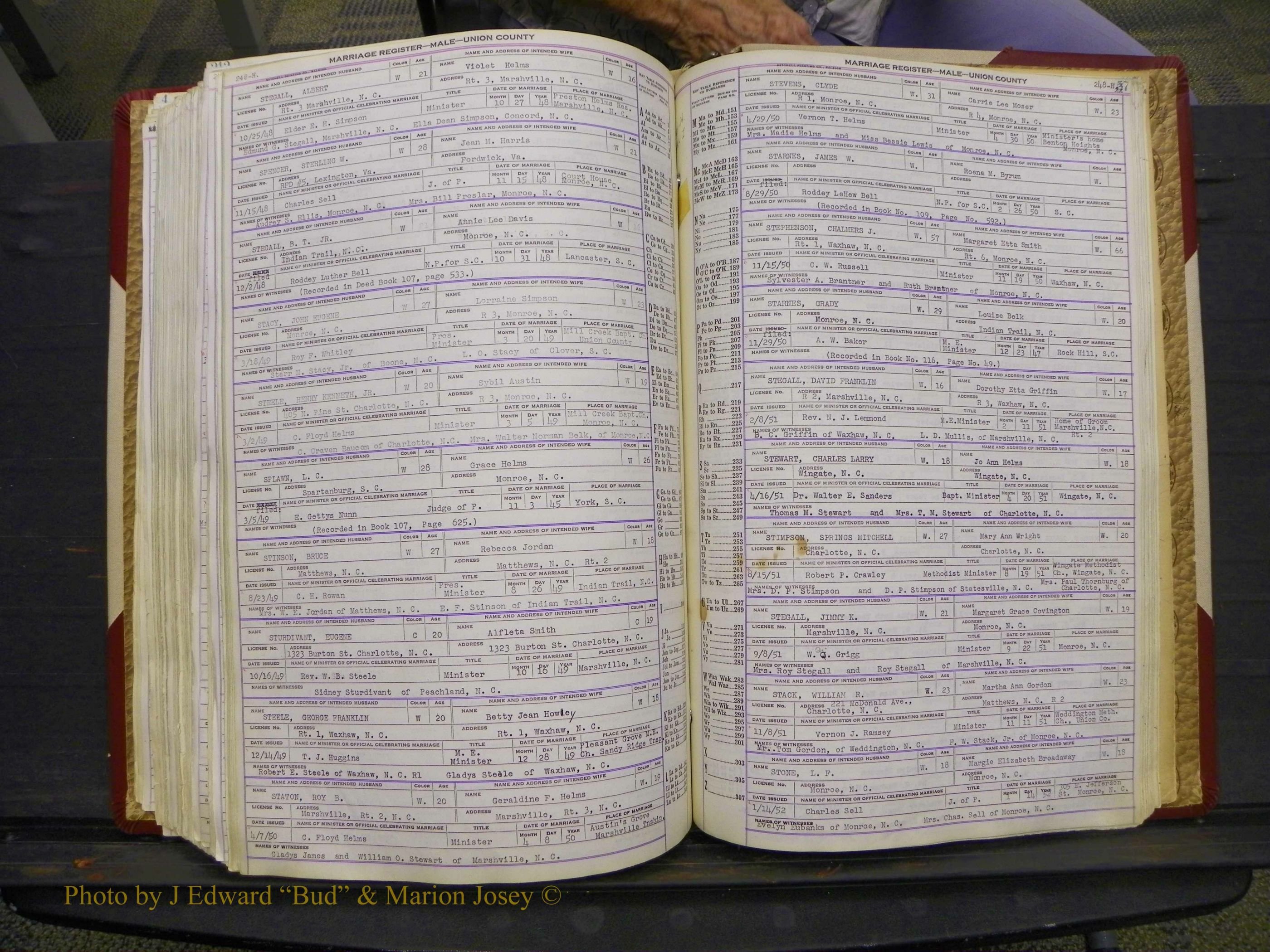 Union Co, NC Marriage Book 10, A-Z, 1937-1965 (314).JPG