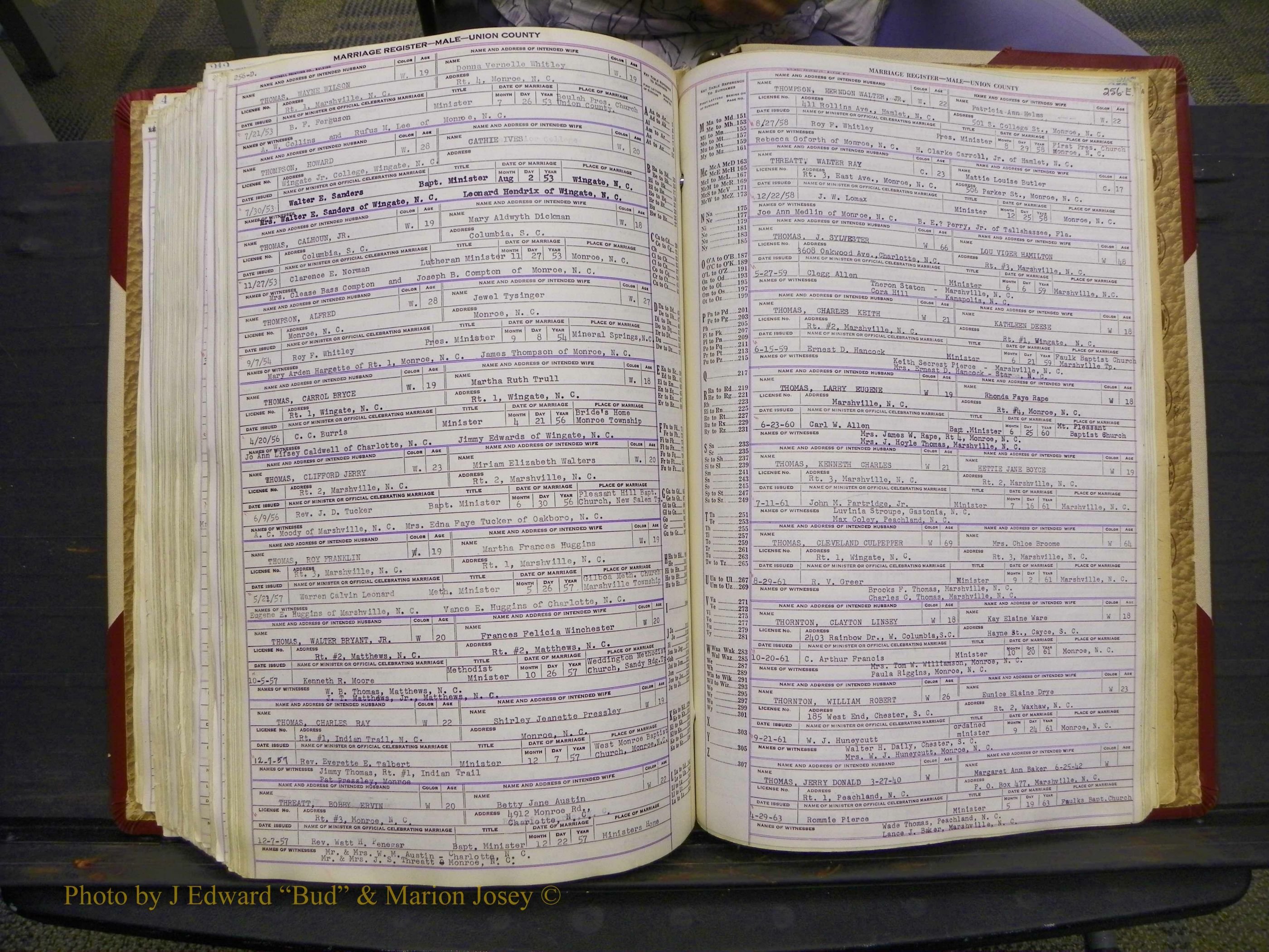 Union Co, NC Marriage Book 10, A-Z, 1937-1965 (327).JPG