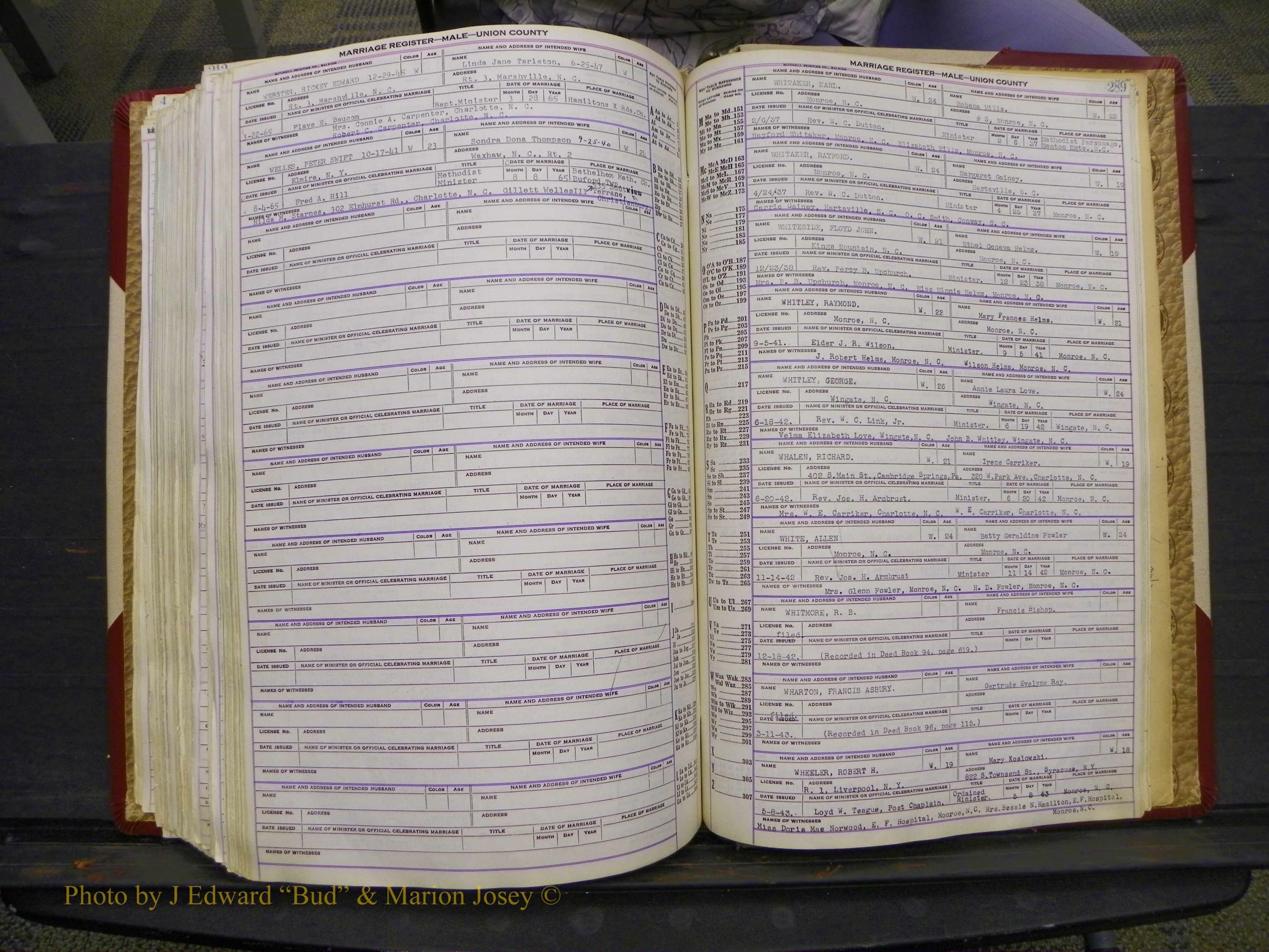 Union Co, NC Marriage Book 10, A-Z, 1937-1965 (348).JPG