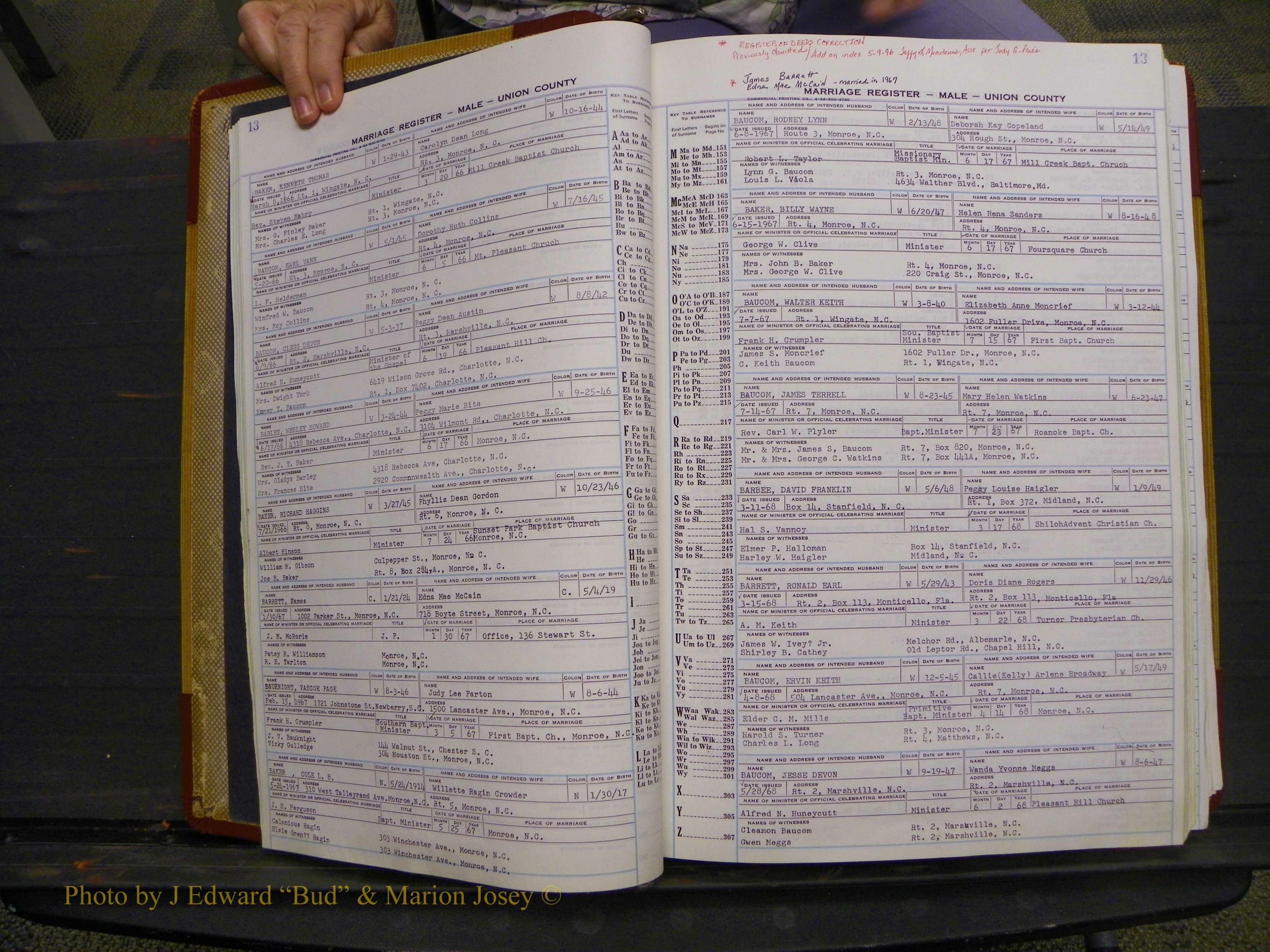 Union Co, NC Marriage Book 11, A-Z, 1965-1979 (14).JPG