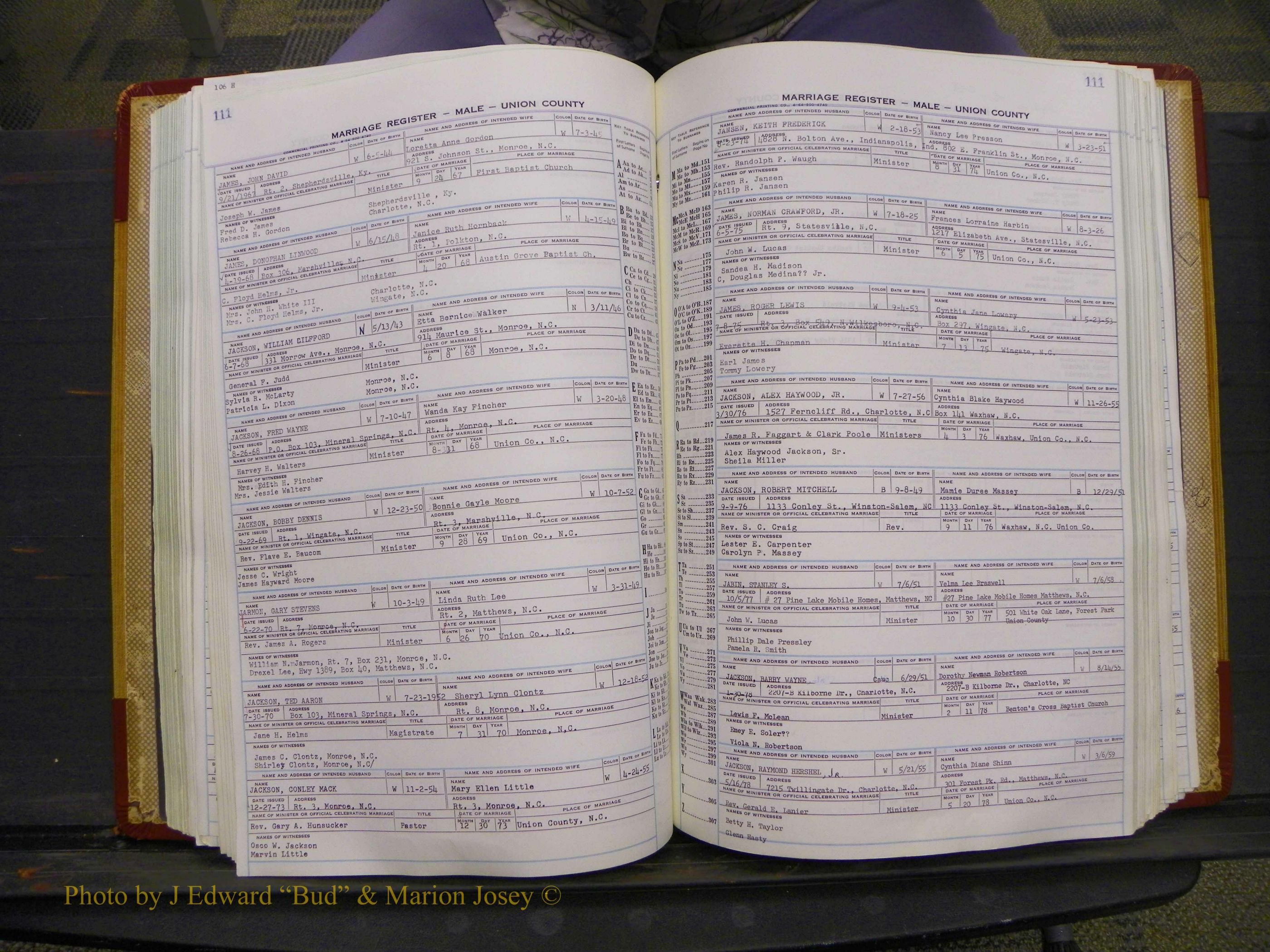 Union Co, NC Marriage Book 11, A-Z, 1965-1979 (151).JPG