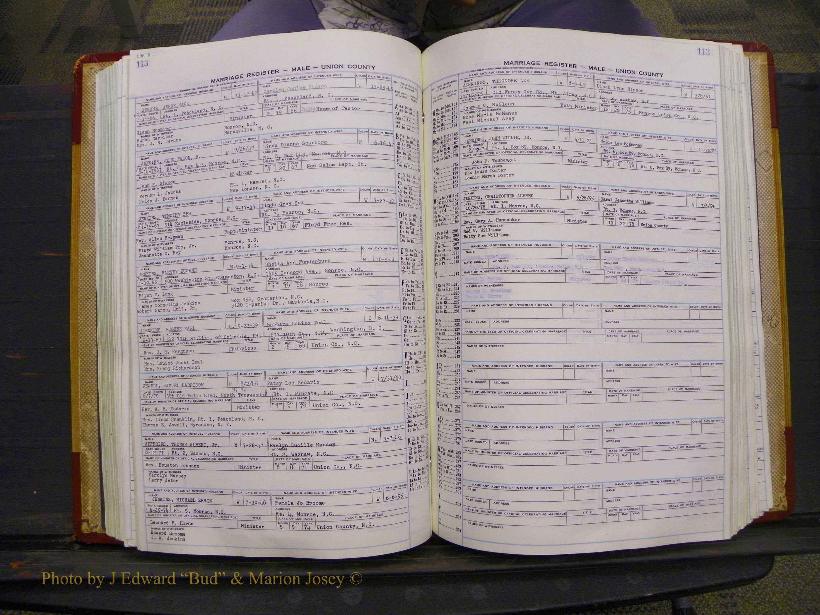 Union Co, NC Marriage Book 11, A-Z, 1965-1979 (153).JPG