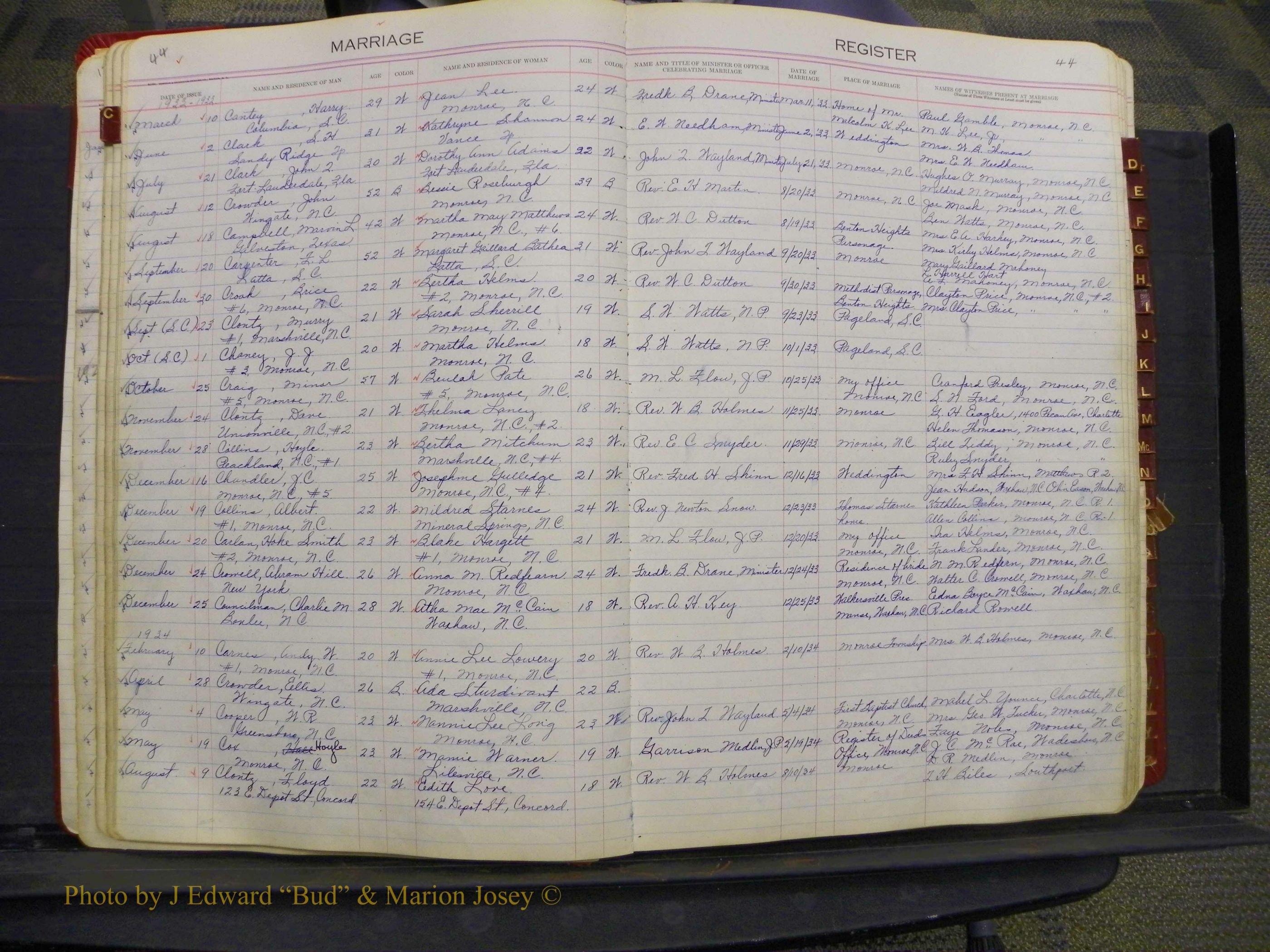 Union Co, NC Marriages, Book 9, 1920-1938 (26).JPG