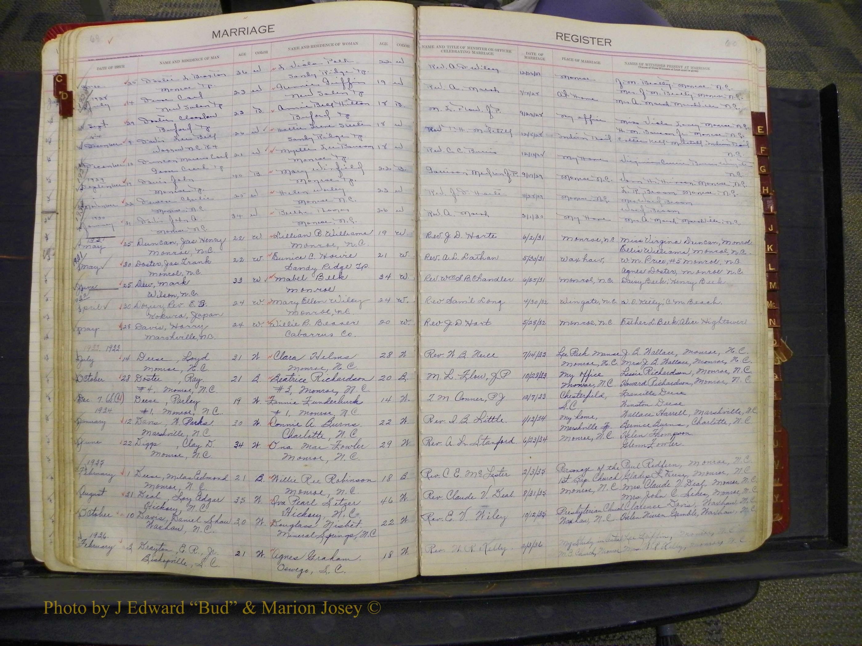 Union Co, NC Marriages, Book 9, 1920-1938 (32).JPG