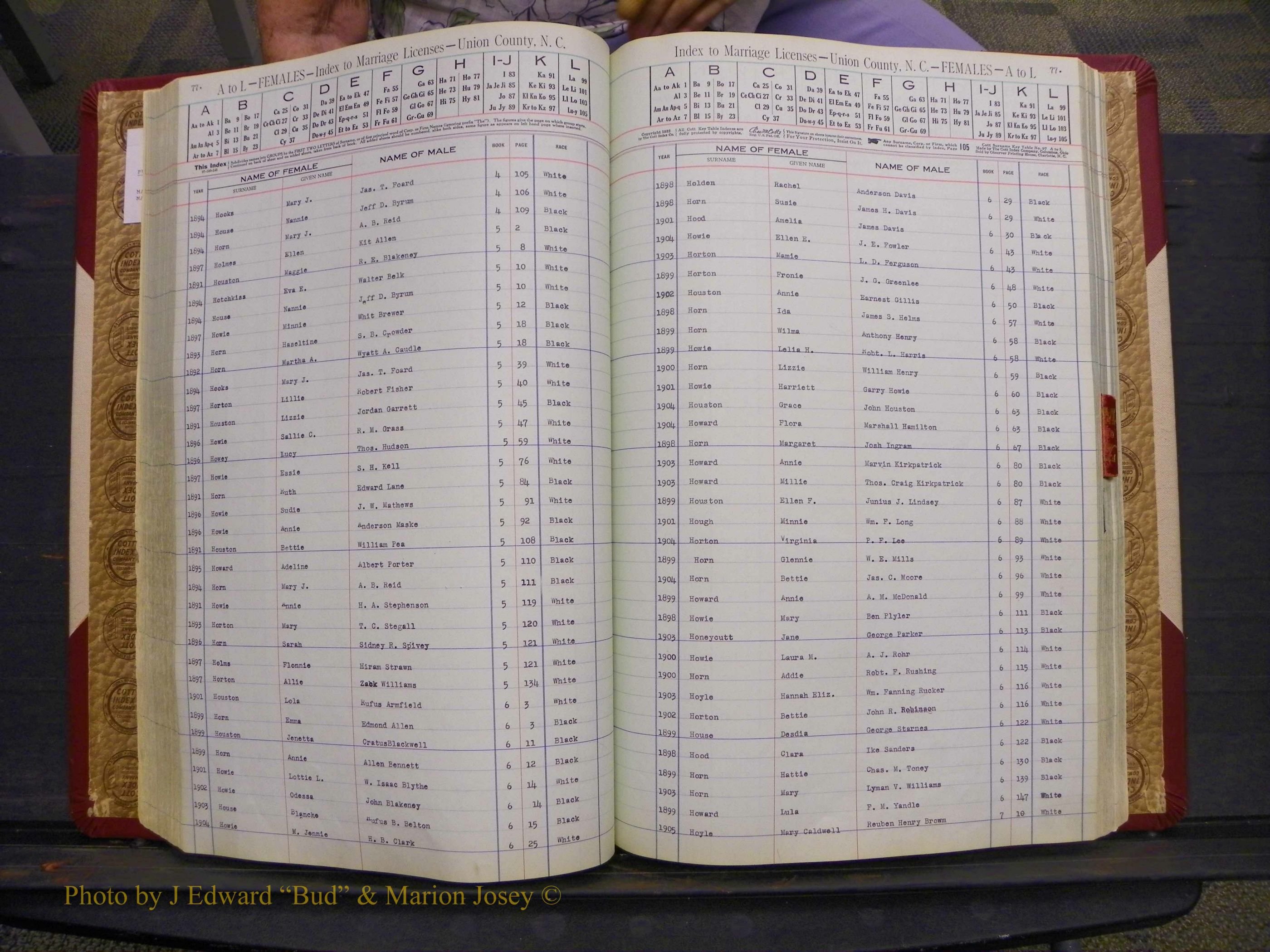 Union Co, NC Marriages Female Index, A-Z, 1842-1936 (110).JPG