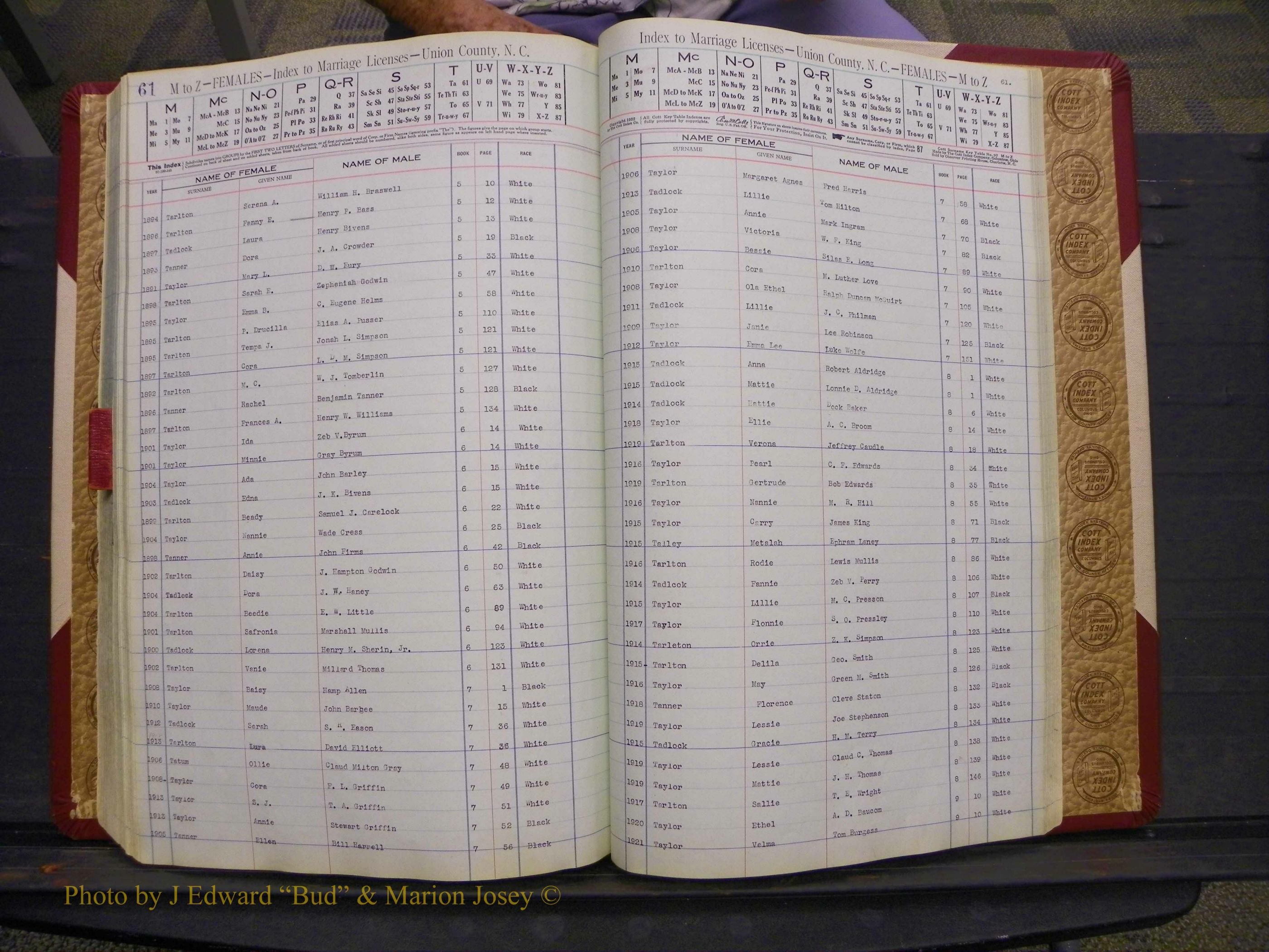 Union Co, NC Marriages Female Index, A-Z, 1842-1936 (228).JPG
