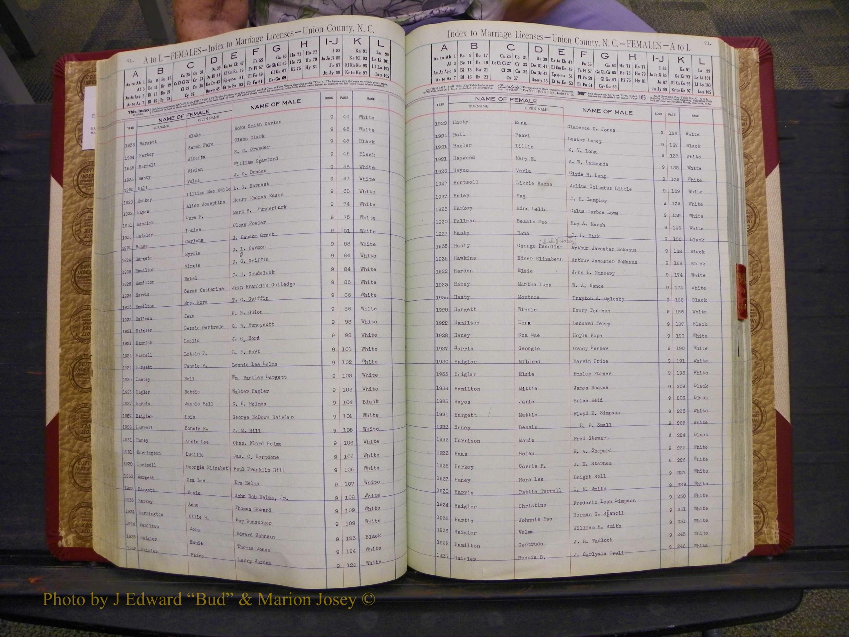 Union Co, NC Marriages Female Index, A-Z, 1842-1936 (96).JPG