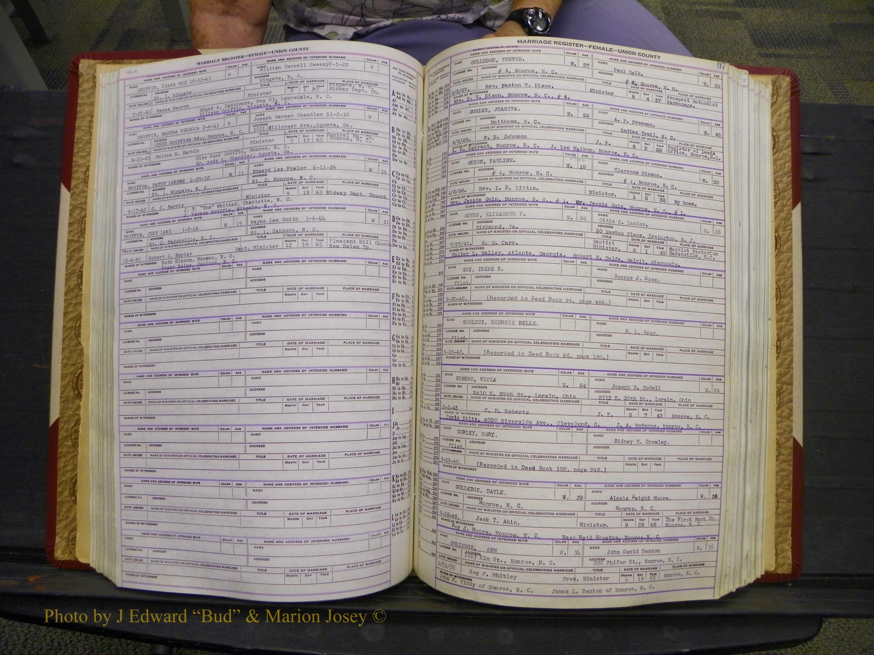 Union Co, NC Marriages Female Index, A-Z, 1937-1965 (124).JPG
