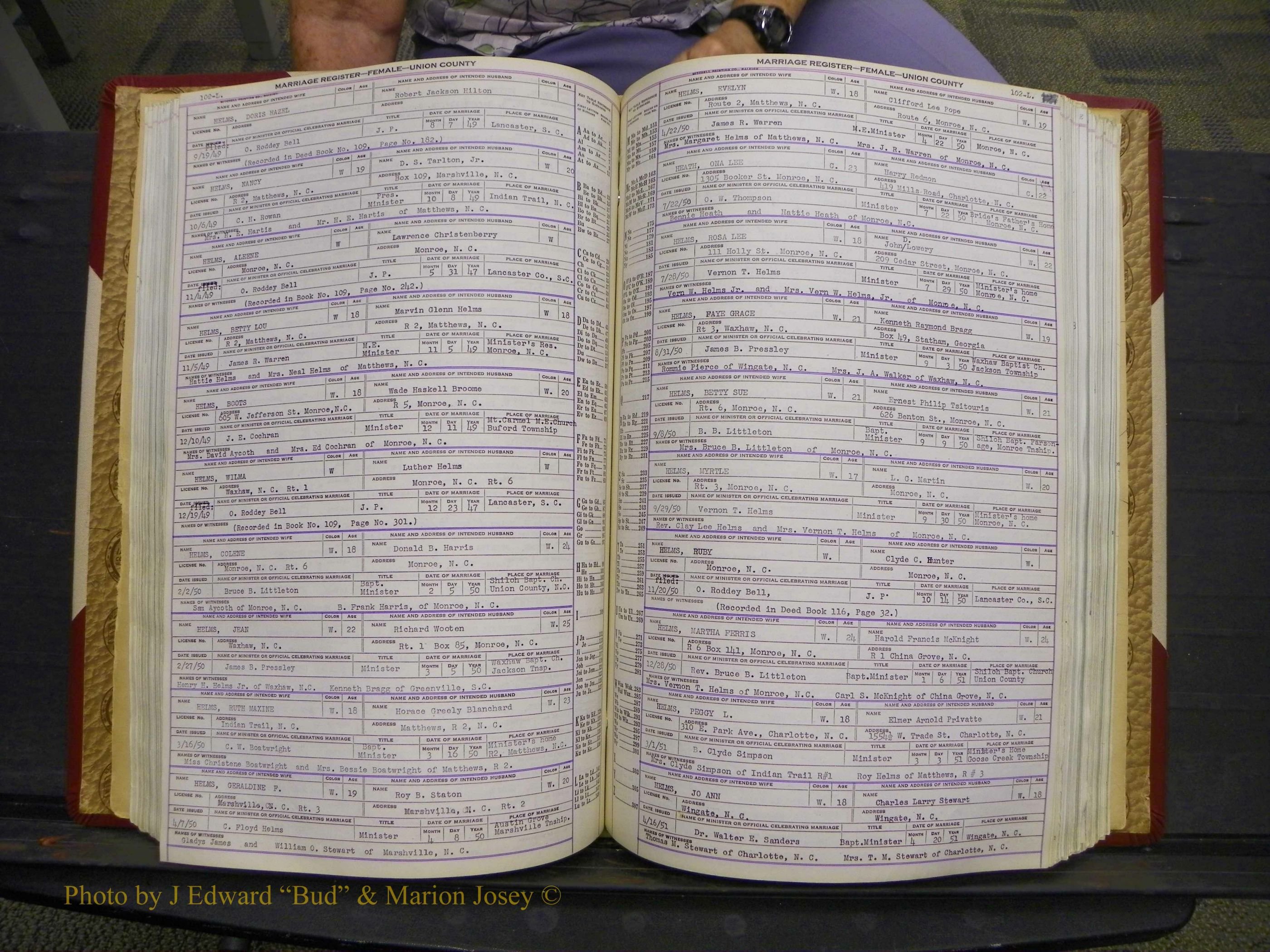 Union Co, NC Marriages Female Index, A-Z, 1937-1965 (143).JPG