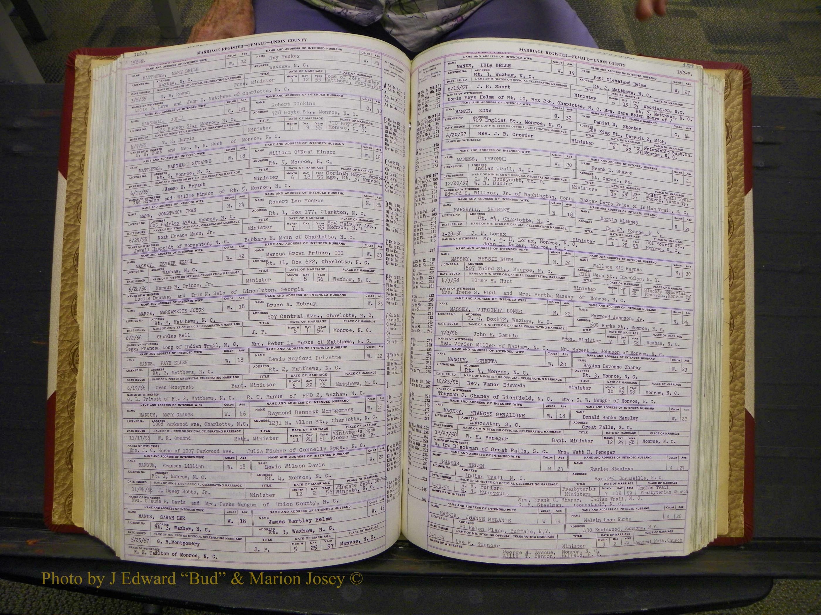 Union Co, NC Marriages Female Index, A-Z, 1937-1965 (203).JPG