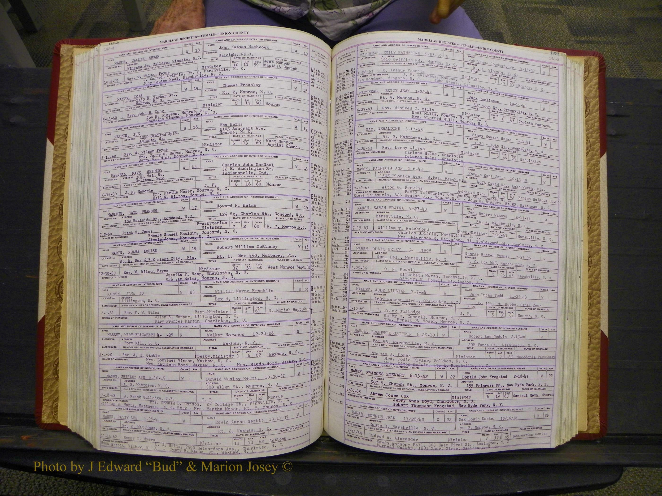 Union Co, NC Marriages Female Index, A-Z, 1937-1965 (205).JPG