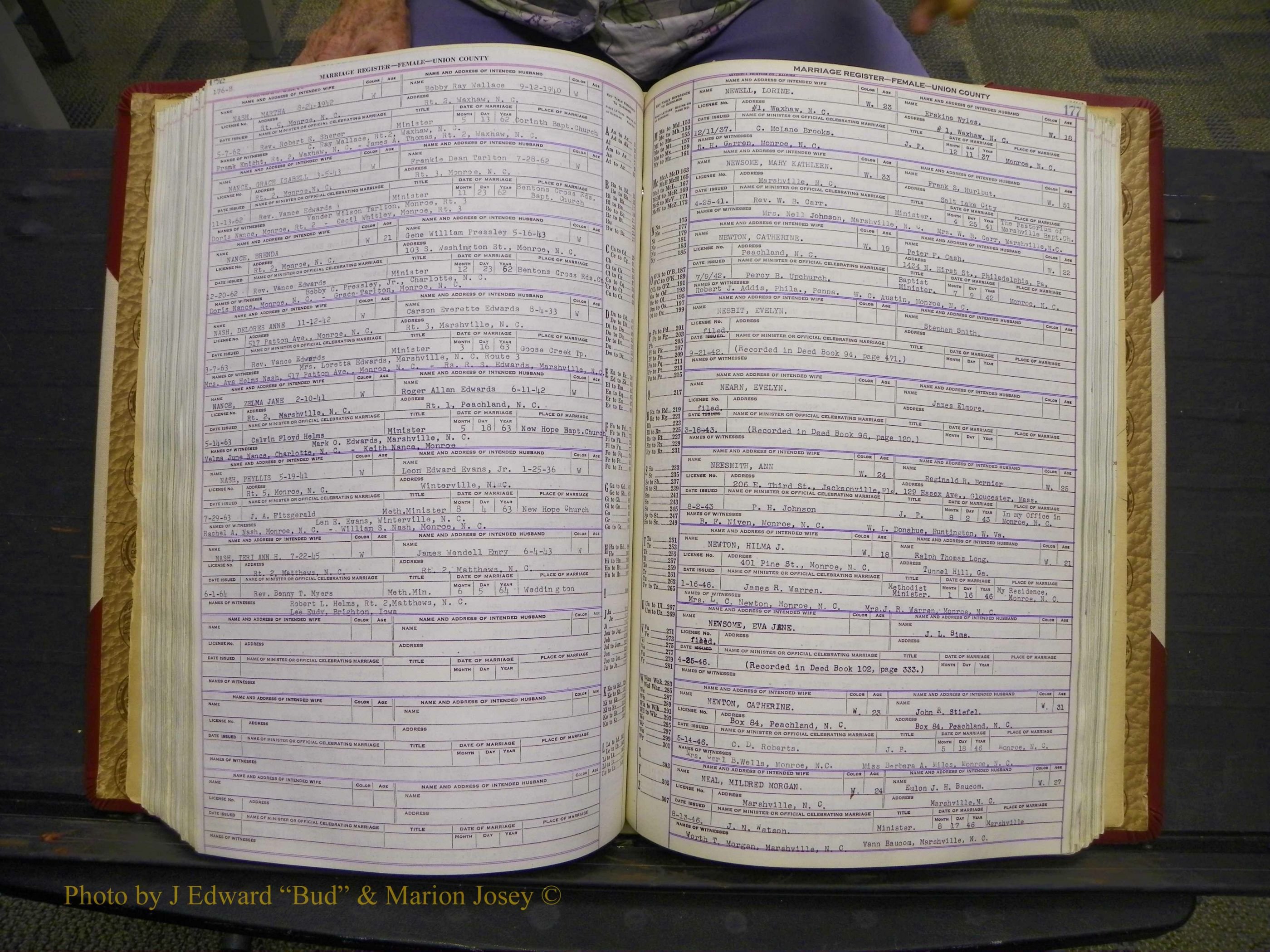 Union Co, NC Marriages Female Index, A-Z, 1937-1965 (238).JPG