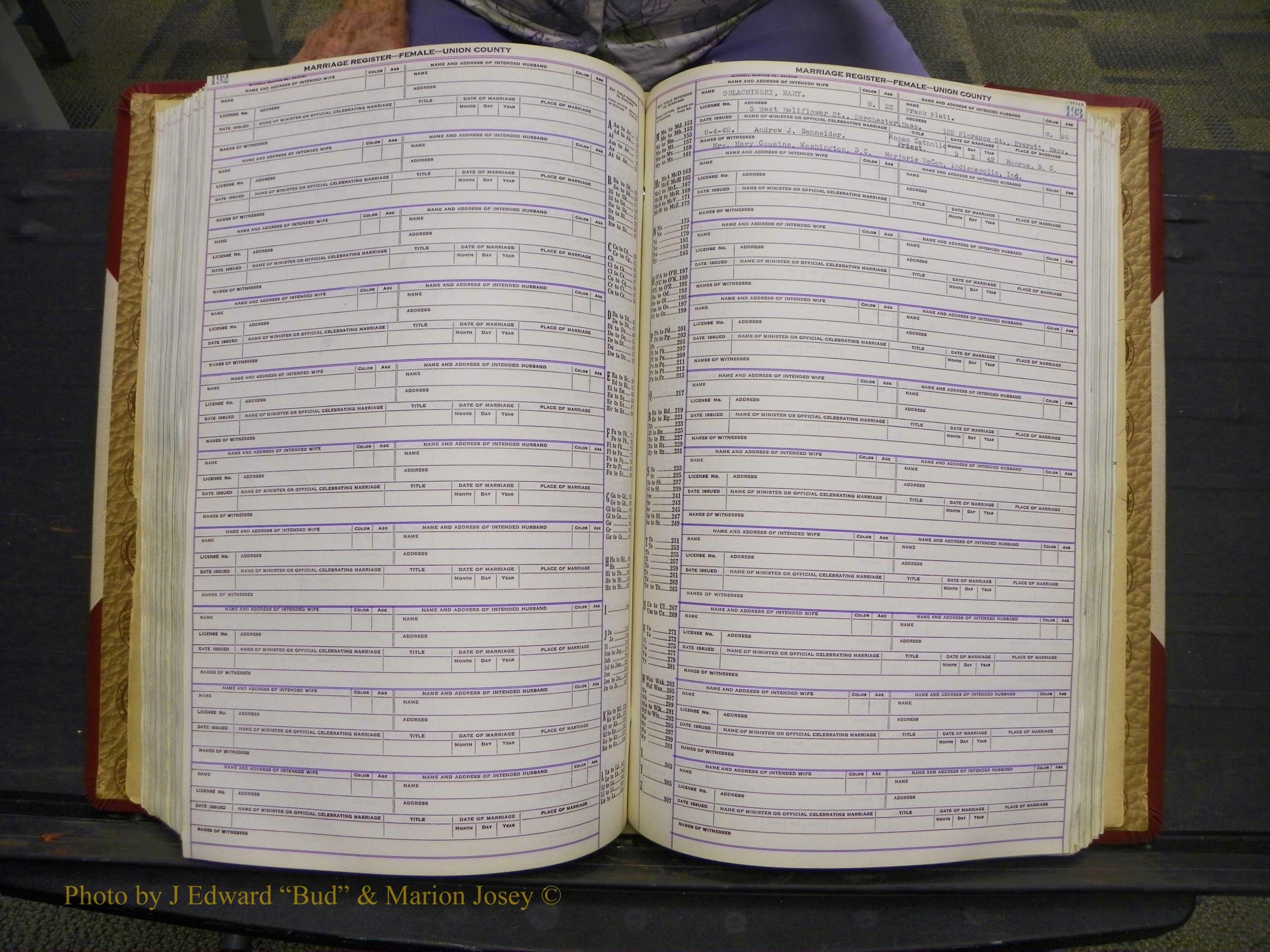 Union Co, NC Marriages Female Index, A-Z, 1937-1965 (244).JPG