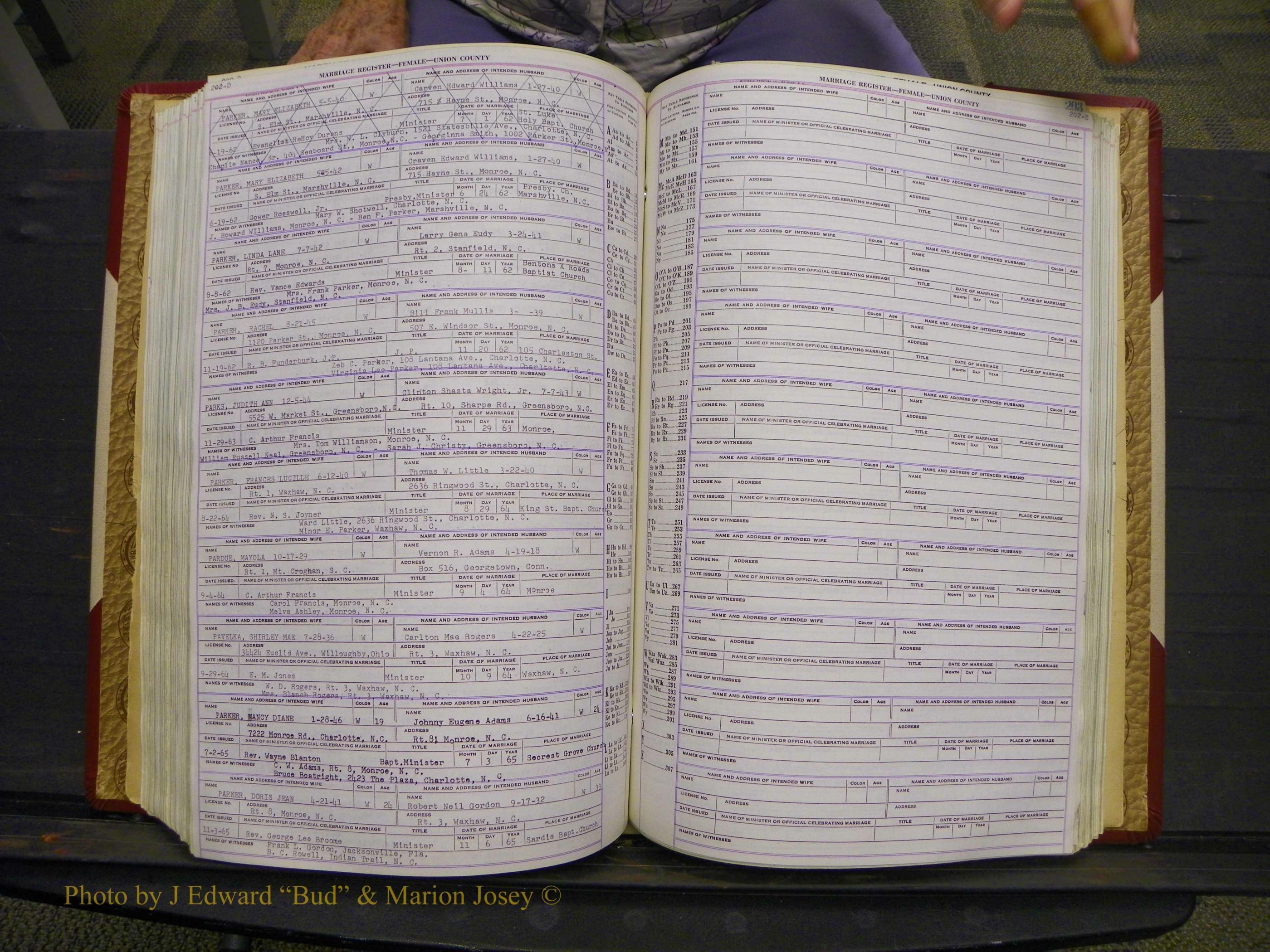 Union Co, NC Marriages Female Index, A-Z, 1937-1965 (250).JPG