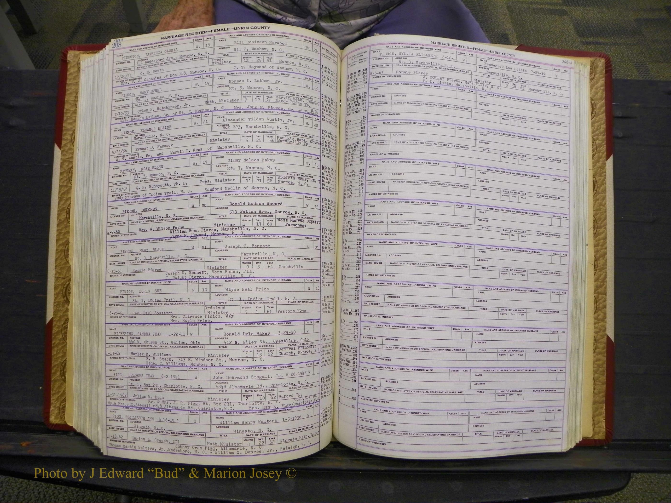 Union Co, NC Marriages Female Index, A-Z, 1937-1965 (256).JPG