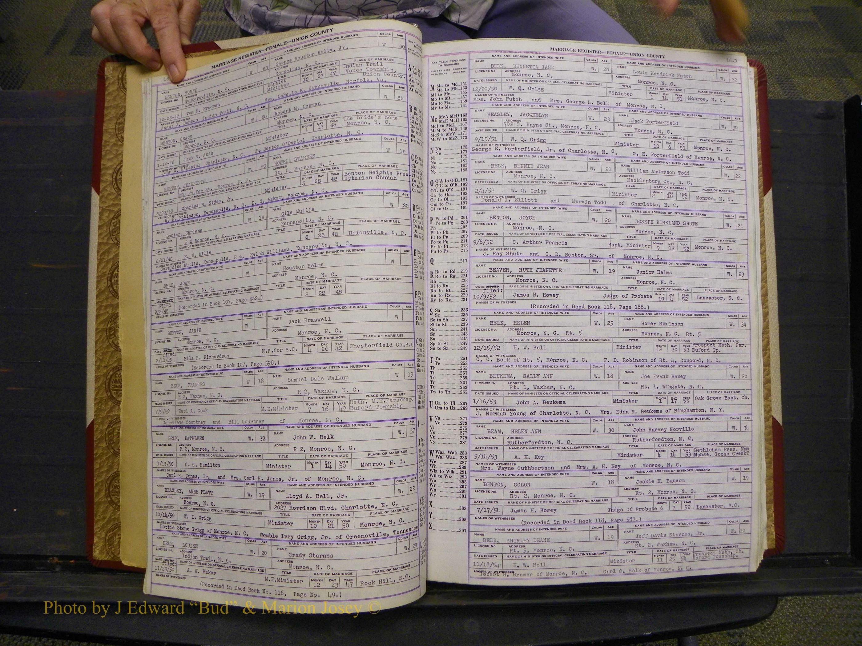 Union Co, NC Marriages Female Index, A-Z, 1937-1965 (26).JPG