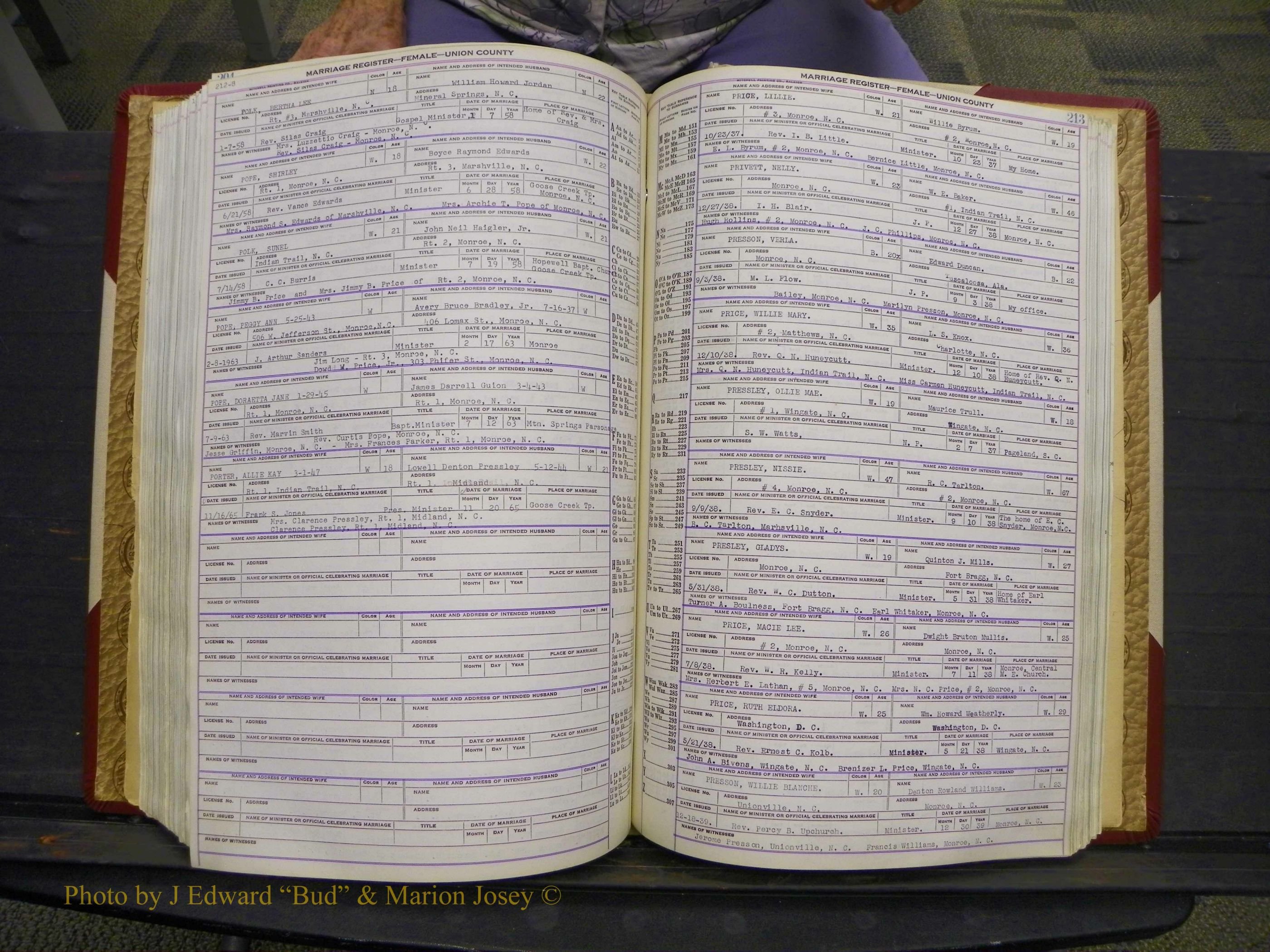 Union Co, NC Marriages Female Index, A-Z, 1937-1965 (262).JPG