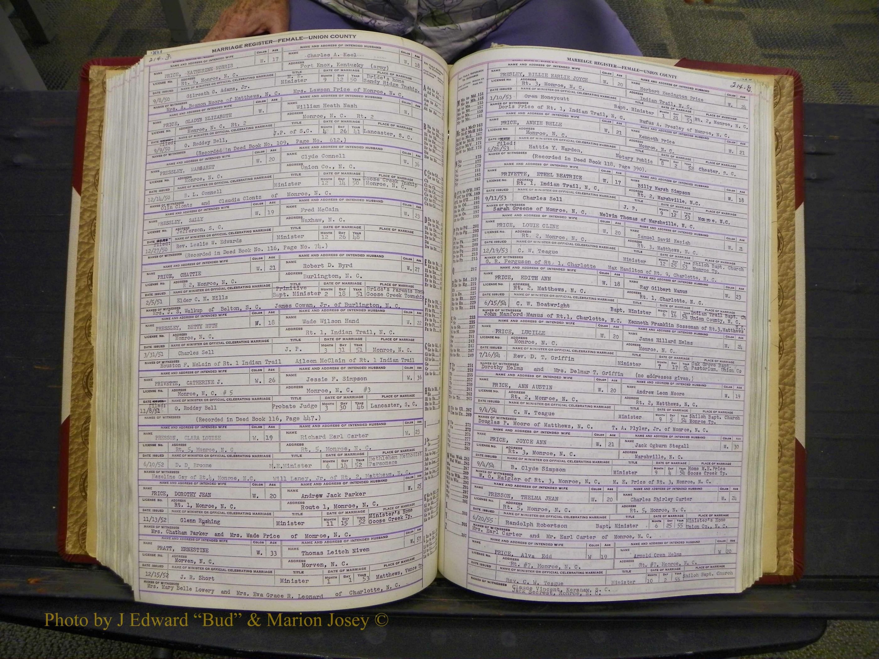 Union Co, NC Marriages Female Index, A-Z, 1937-1965 (267).JPG