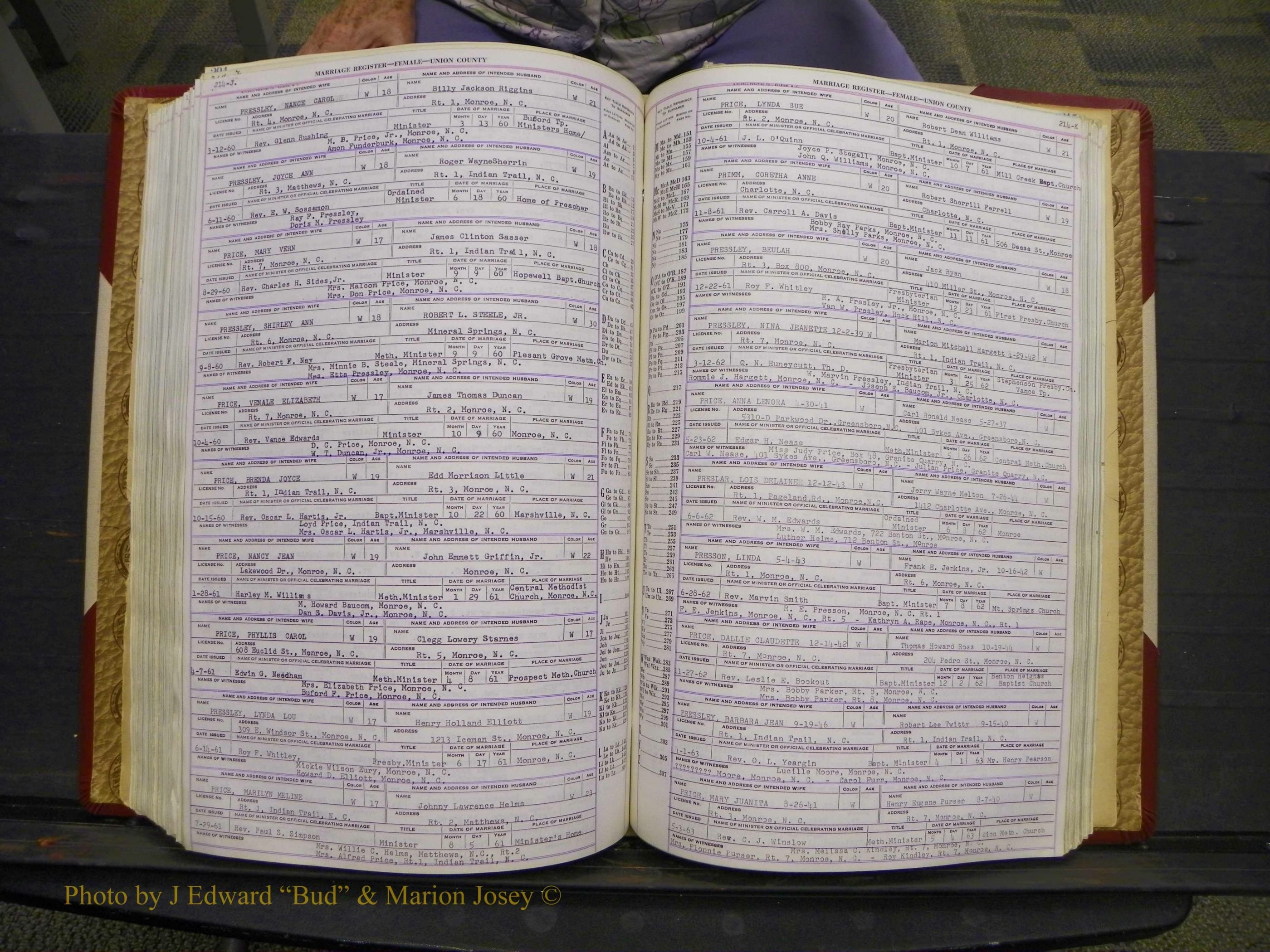 Union Co, NC Marriages Female Index, A-Z, 1937-1965 (268).JPG