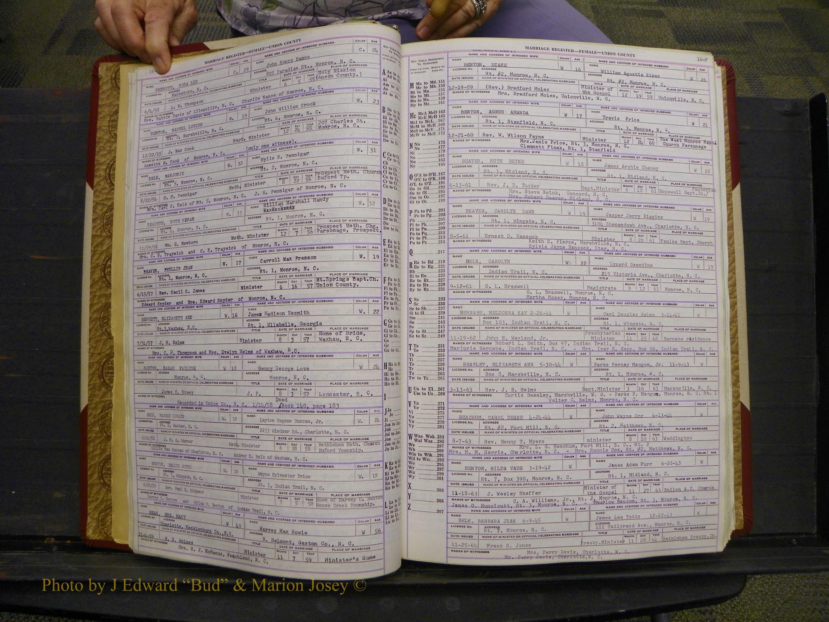 Union Co, NC Marriages Female Index, A-Z, 1937-1965 (27).JPG