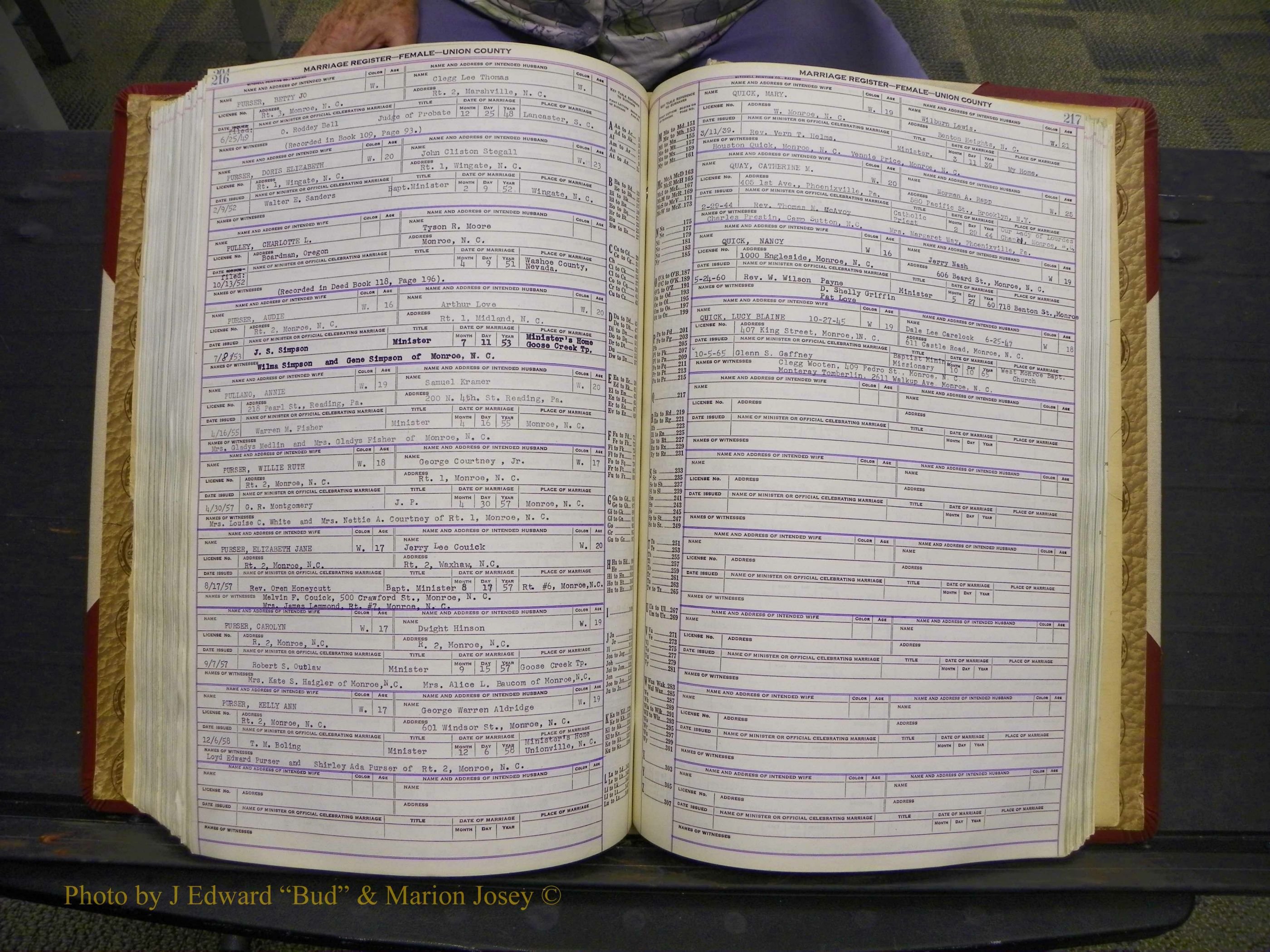 Union Co, NC Marriages Female Index, A-Z, 1937-1965 (271).JPG