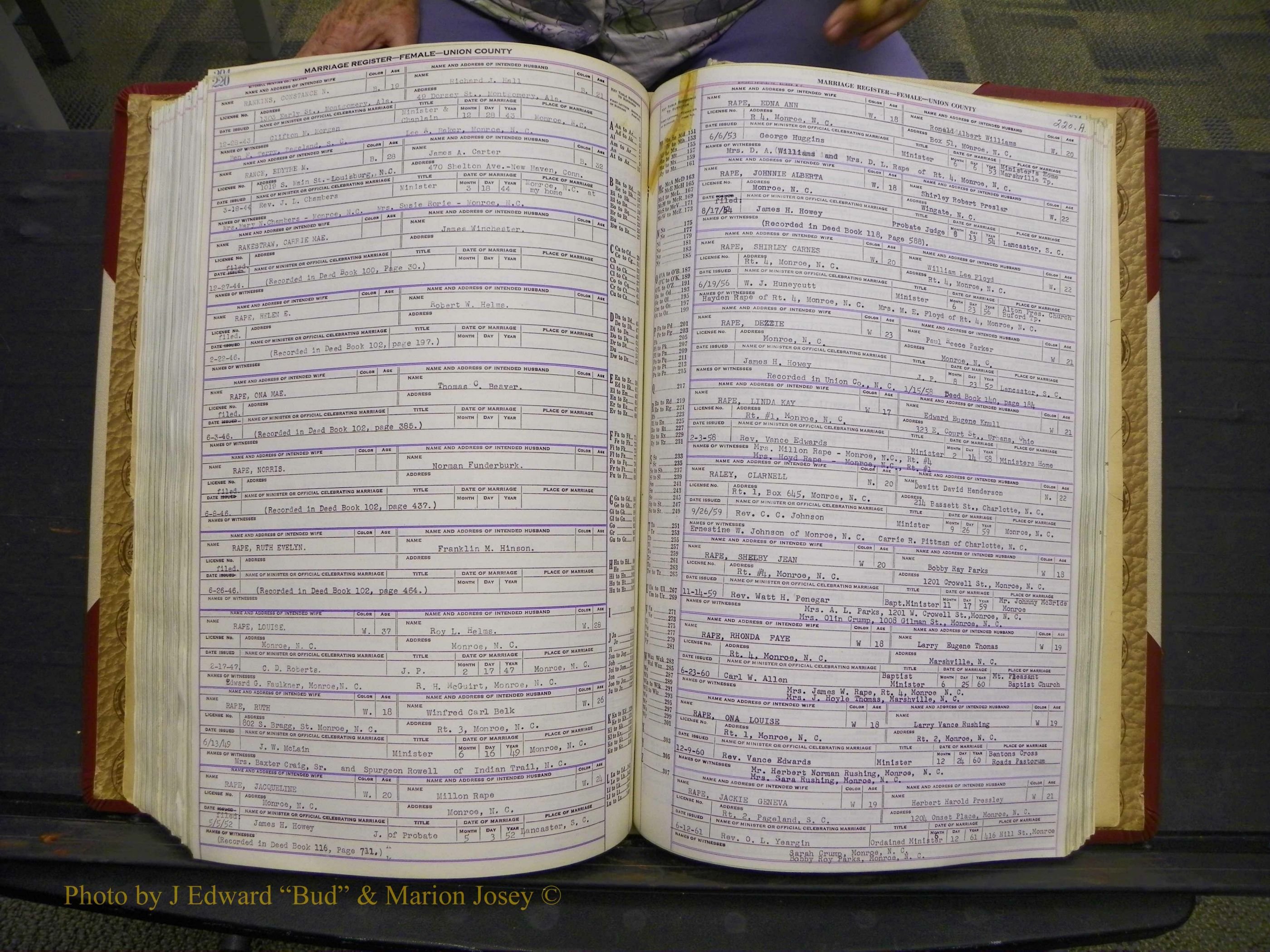 Union Co, NC Marriages Female Index, A-Z, 1937-1965 (273).JPG