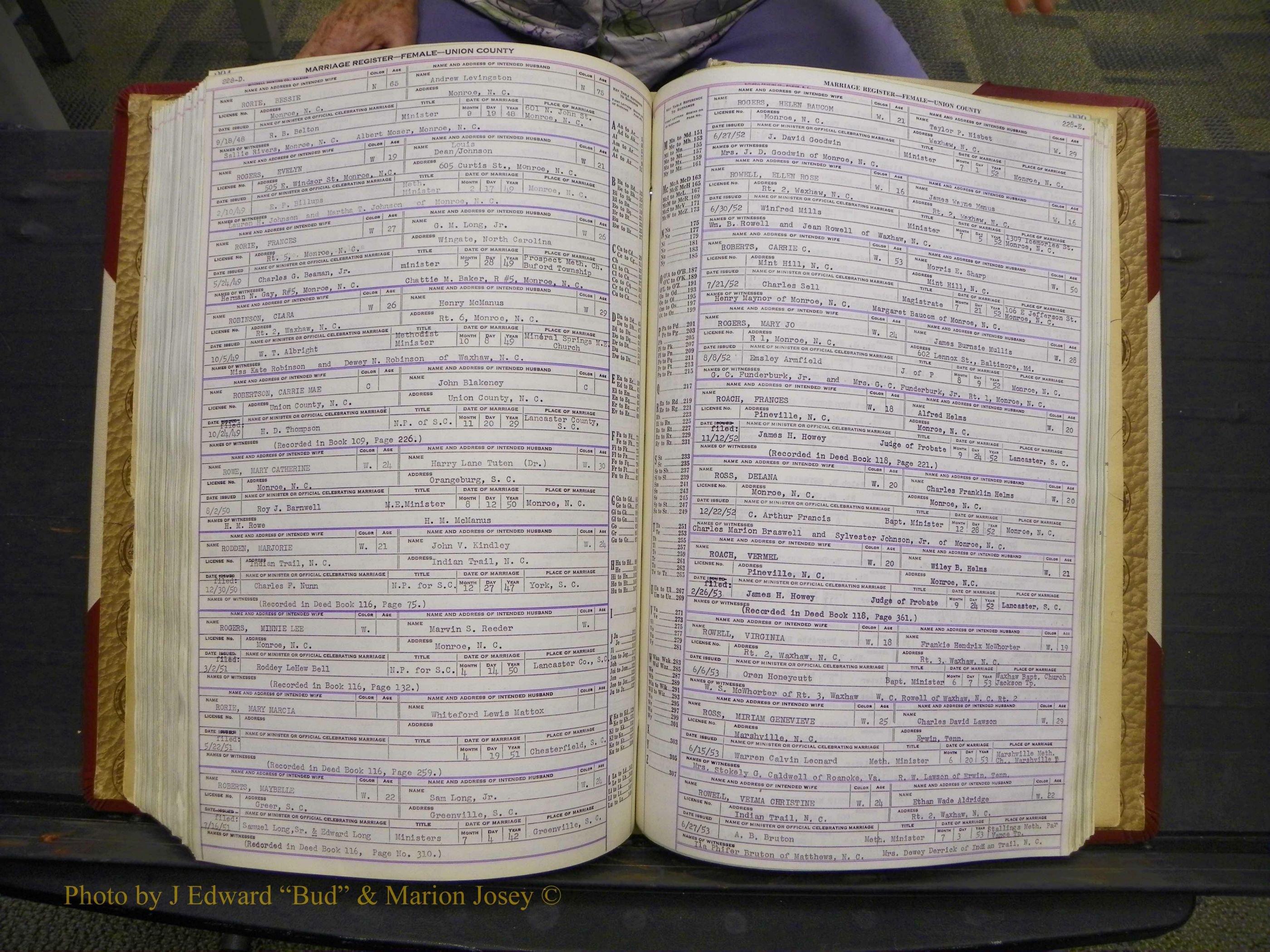 Union Co, NC Marriages Female Index, A-Z, 1937-1965 (283).JPG