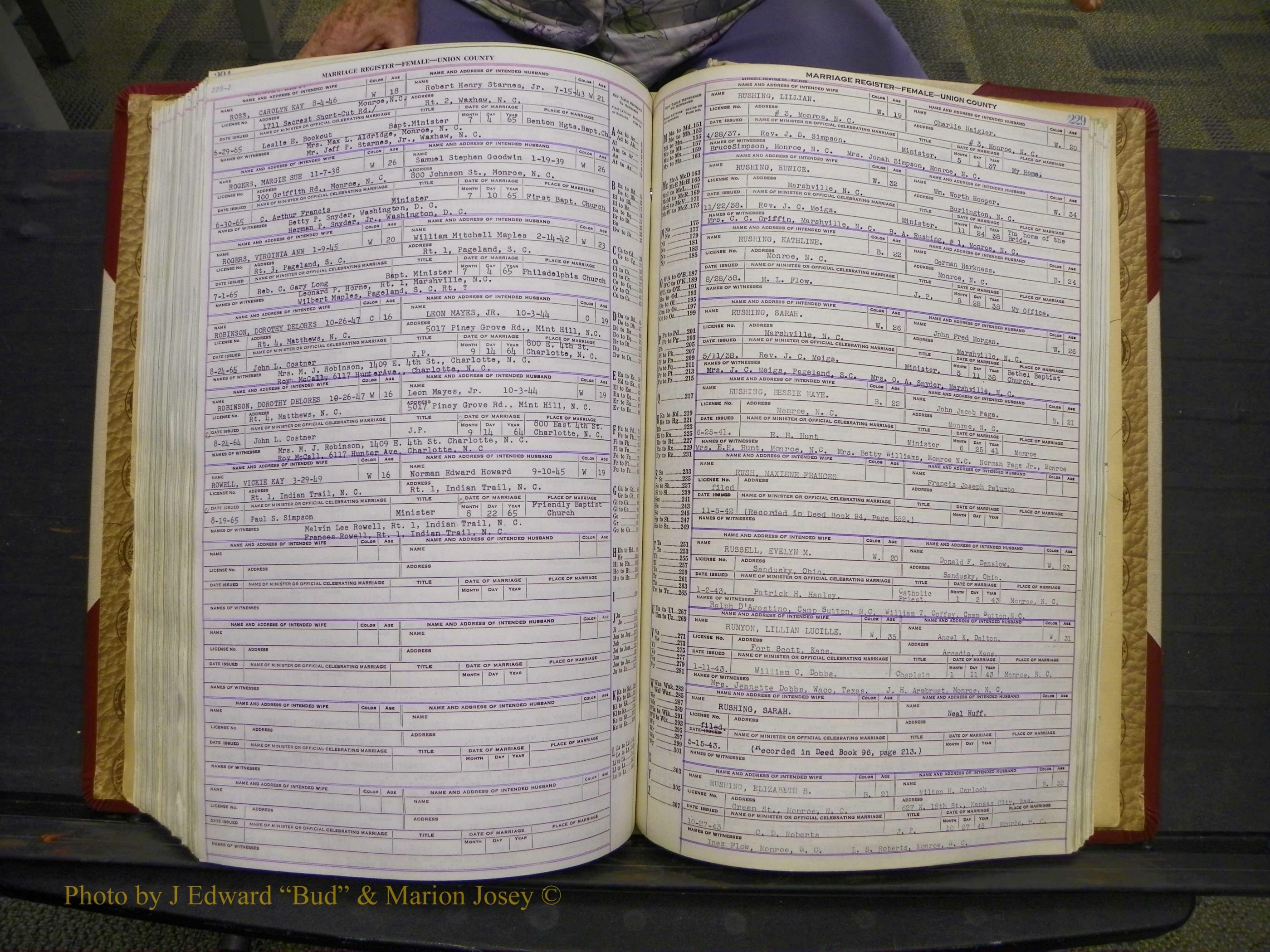 Union Co, NC Marriages Female Index, A-Z, 1937-1965 (285).JPG