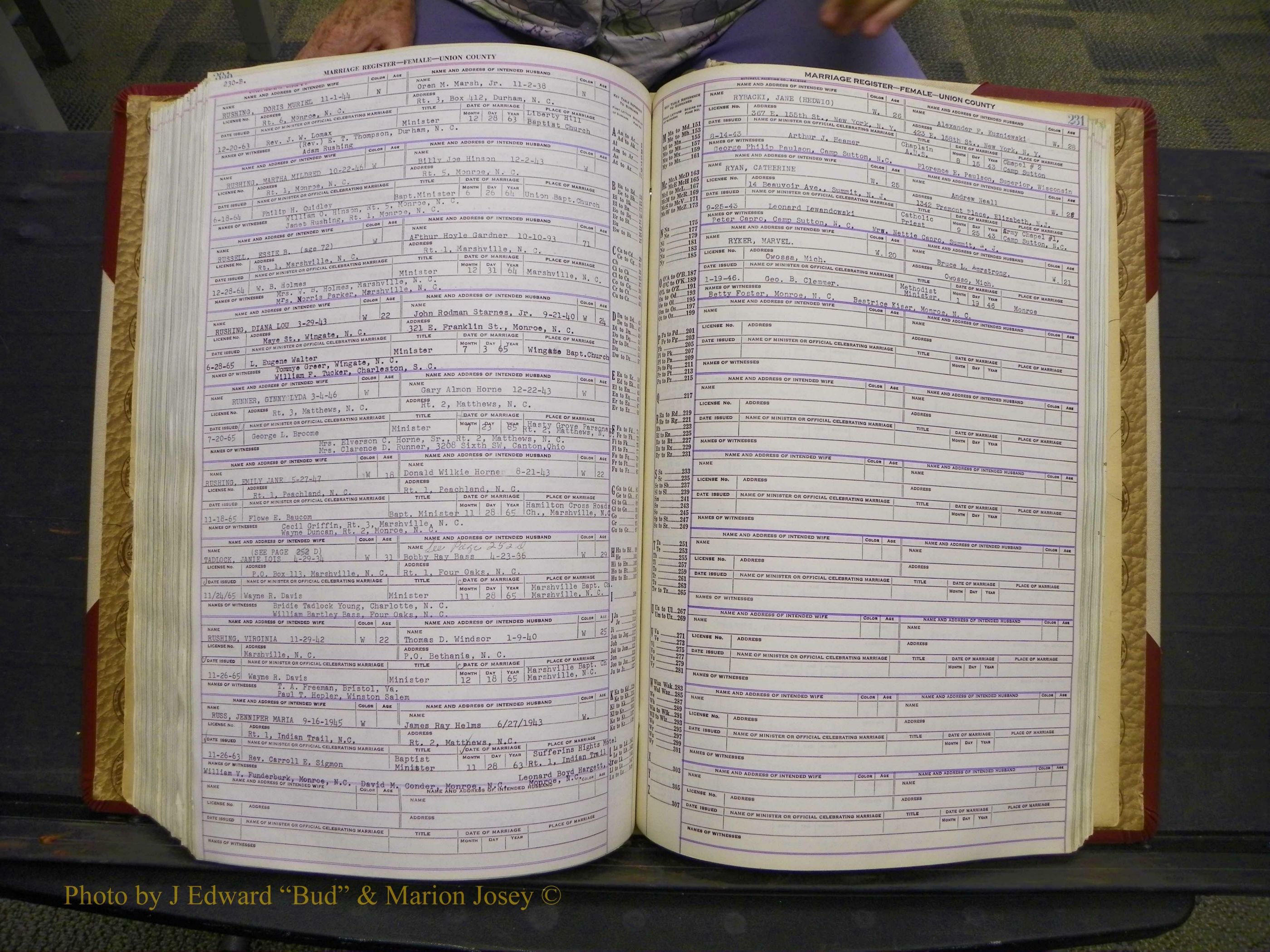 Union Co, NC Marriages Female Index, A-Z, 1937-1965 (288).JPG