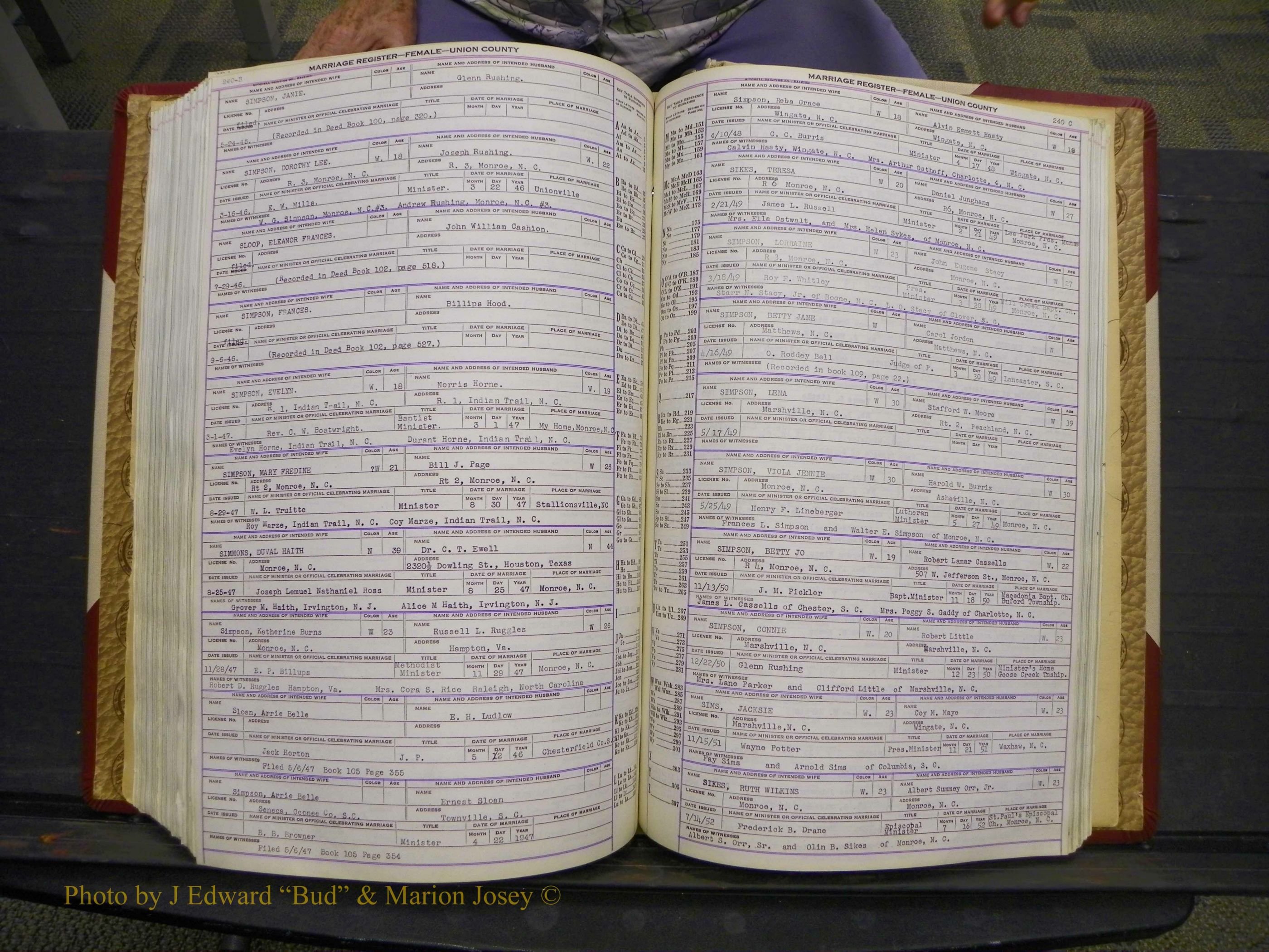 Union Co, NC Marriages Female Index, A-Z, 1937-1965 (297).JPG