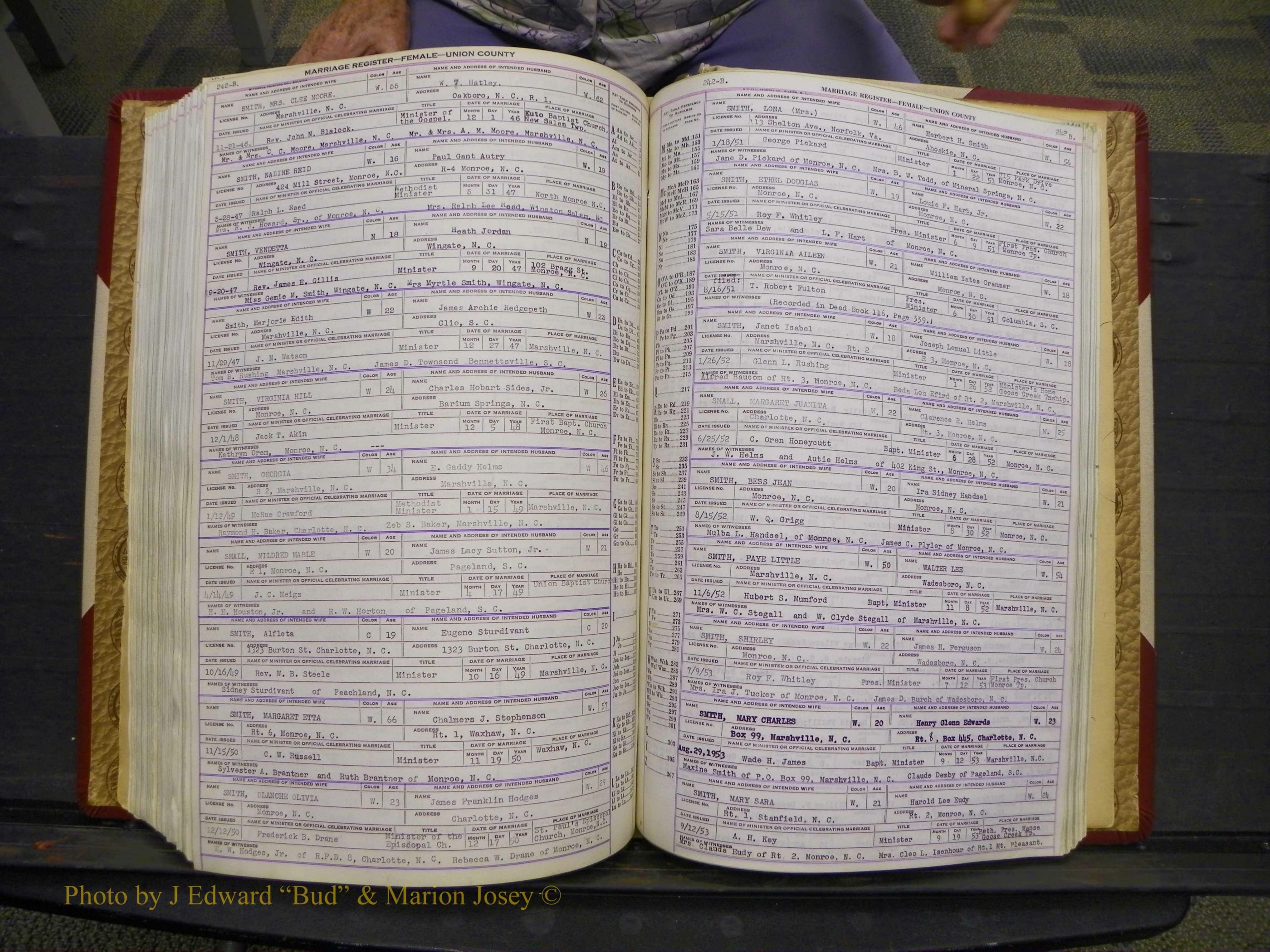 Union Co, NC Marriages Female Index, A-Z, 1937-1965 (302).JPG