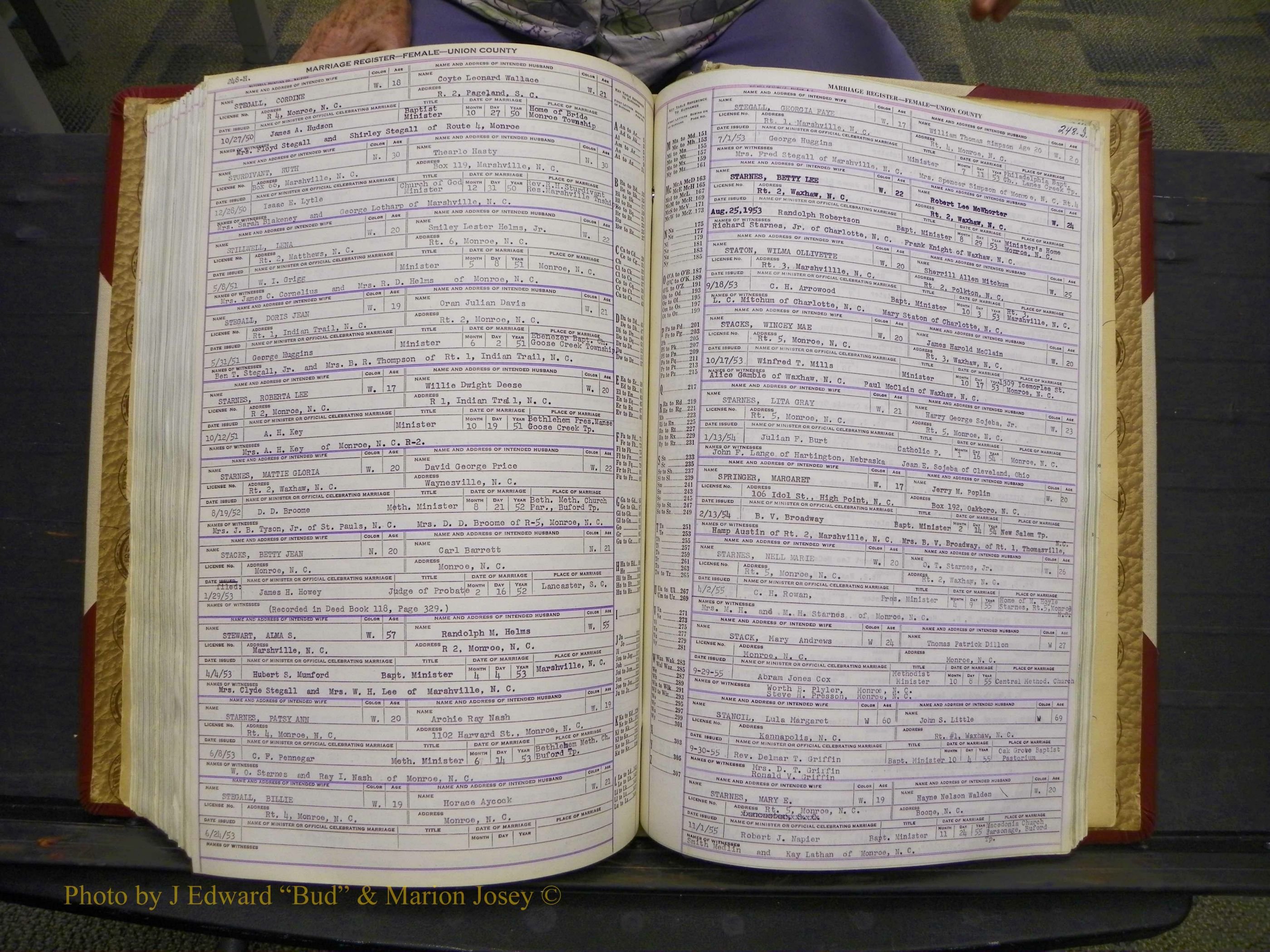 Union Co, NC Marriages Female Index, A-Z, 1937-1965 (313).JPG