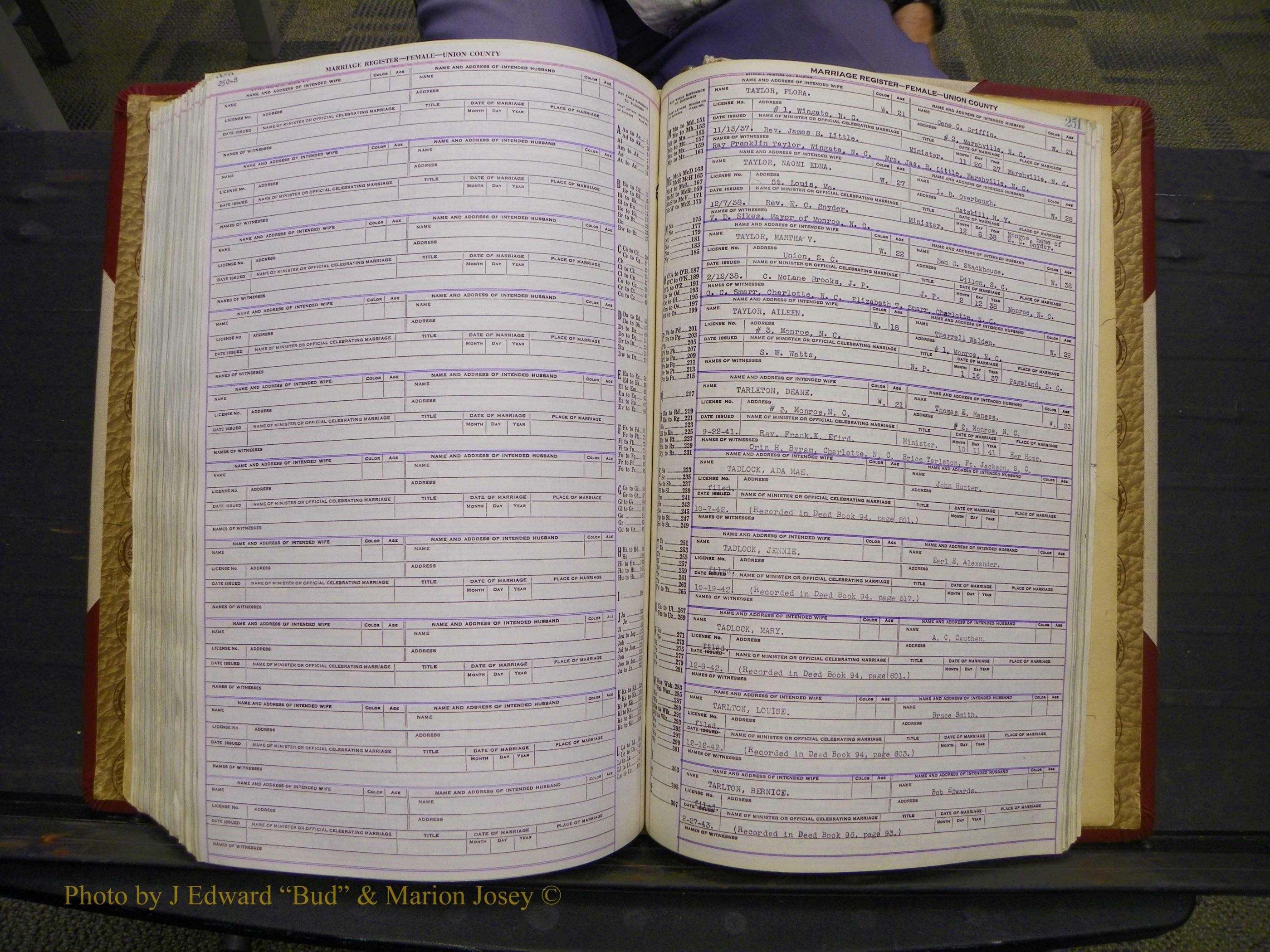 Union Co, NC Marriages Female Index, A-Z, 1937-1965 (318).JPG