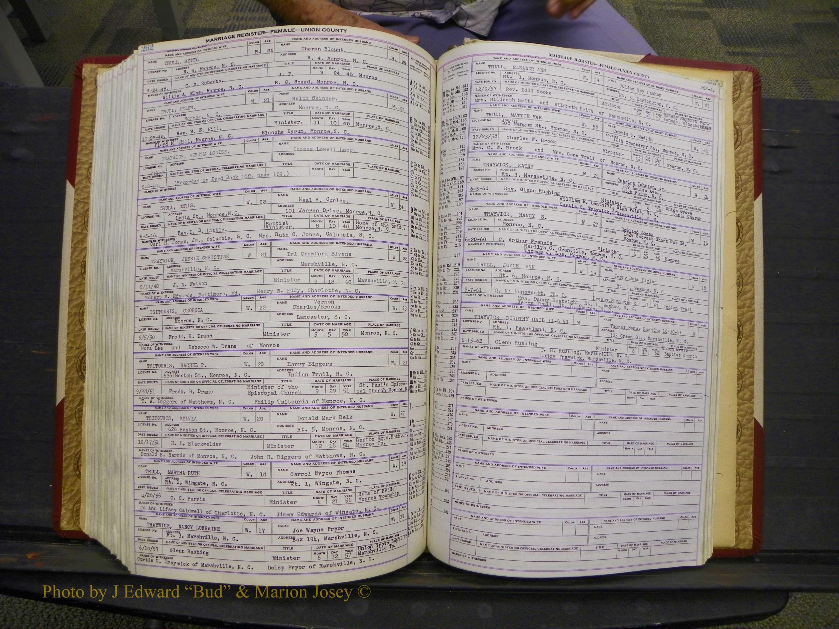 Union Co, NC Marriages Female Index, A-Z, 1937-1965 (330).JPG